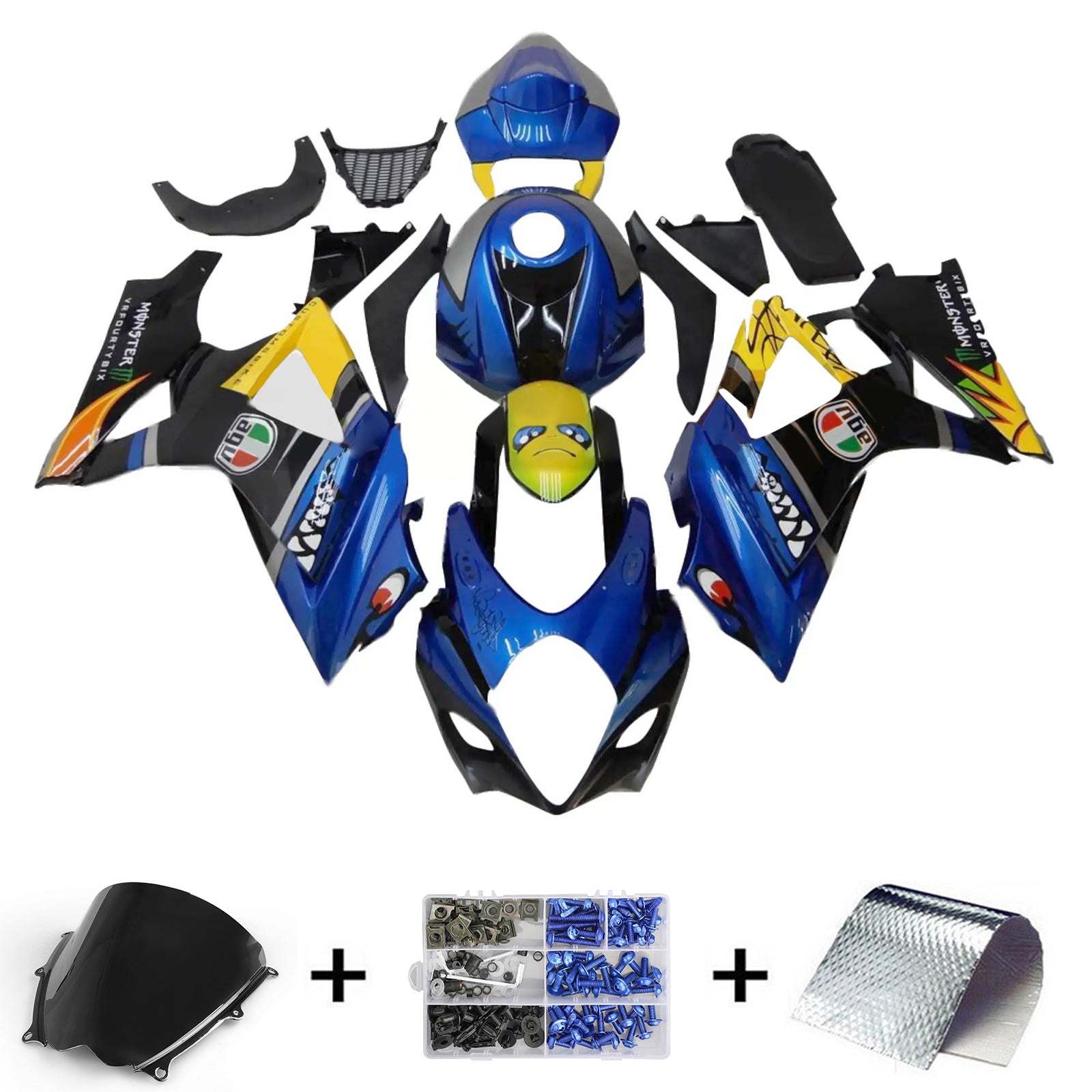 Amotopart Suzuki GSXR1000 2007-2008 K7 Kit de carenado de carrocería de plástico ABS