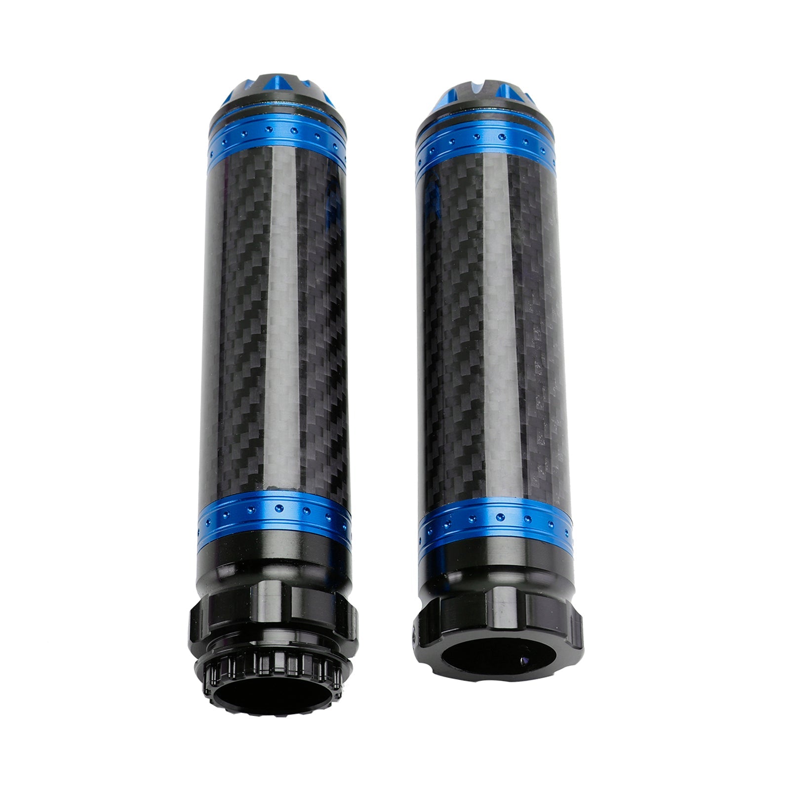 Manopole universali per manubrio moto in carbonio verde/argento (7/8""/22 mm)