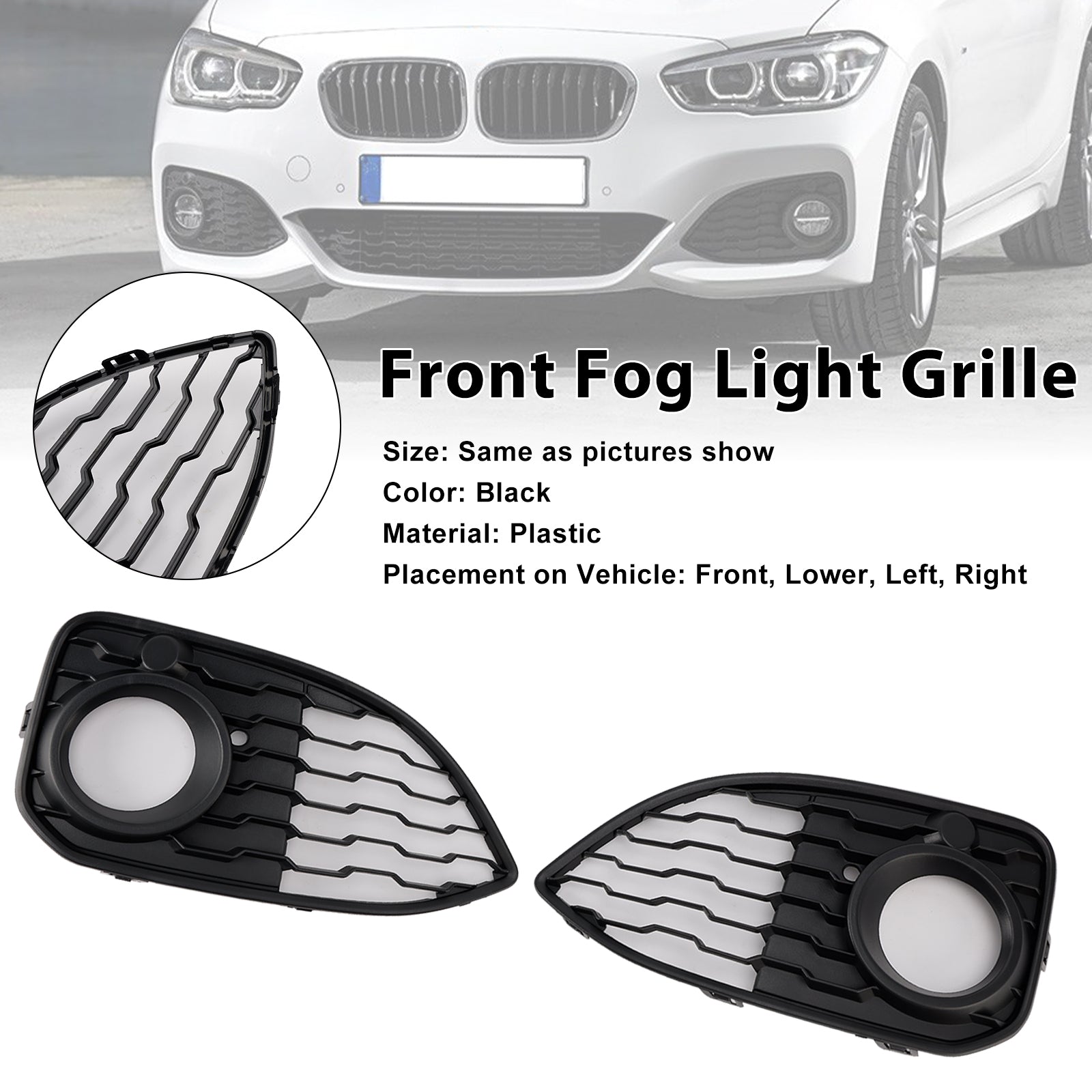 2-delige mistlichtbeschermingsraster voor BMW 1 F20 F21 LCI M-Sport 2015-2019