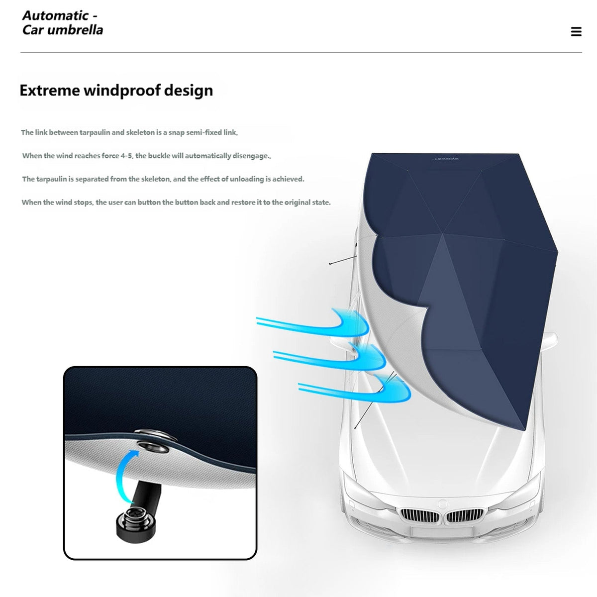 Pare-soleil de toit de voiture, imperméable, anti-UV, automatique, pour parking extérieur