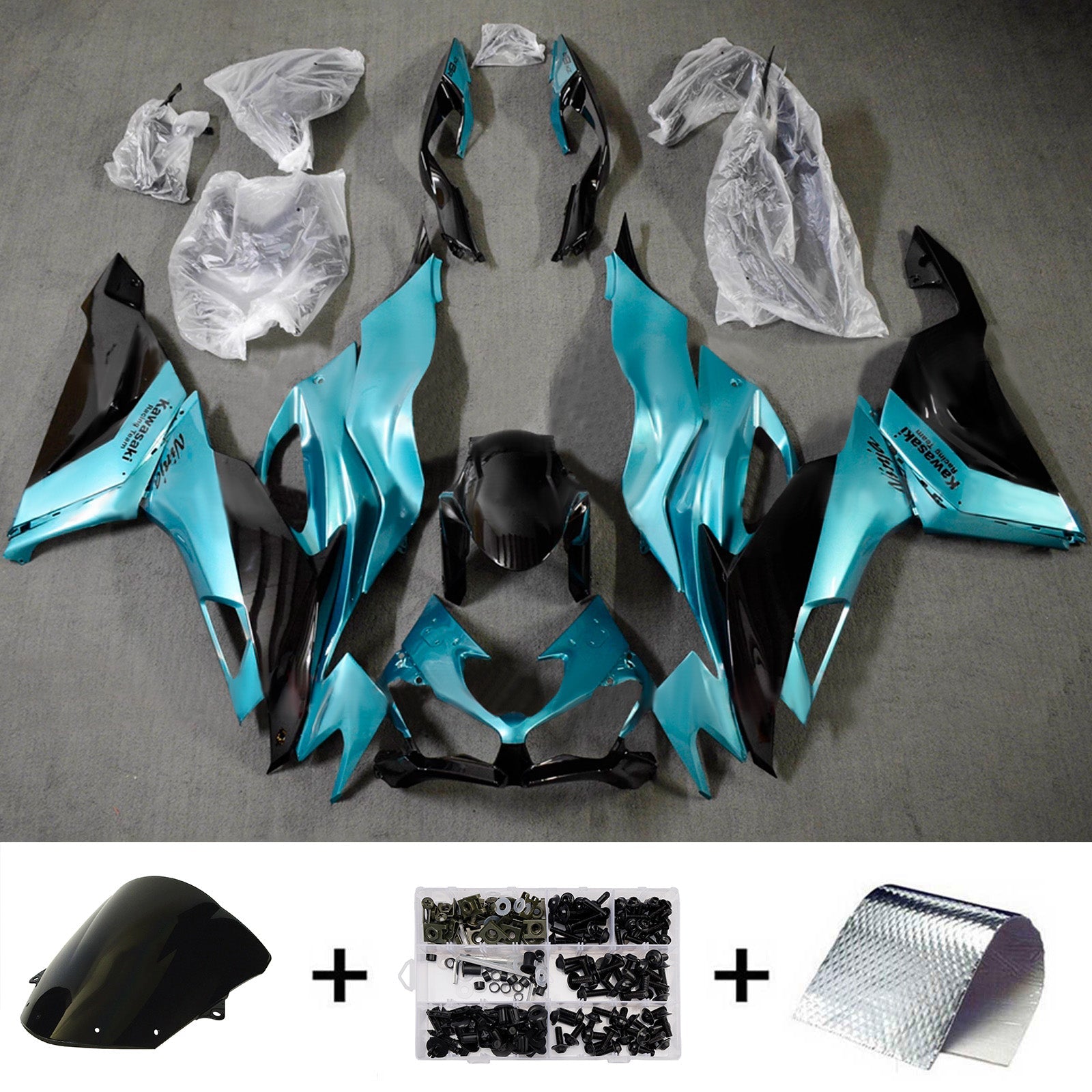 Kit de carénage injecté en plastique ABS compatible avec Kawasaki ZX6R 2019-2023