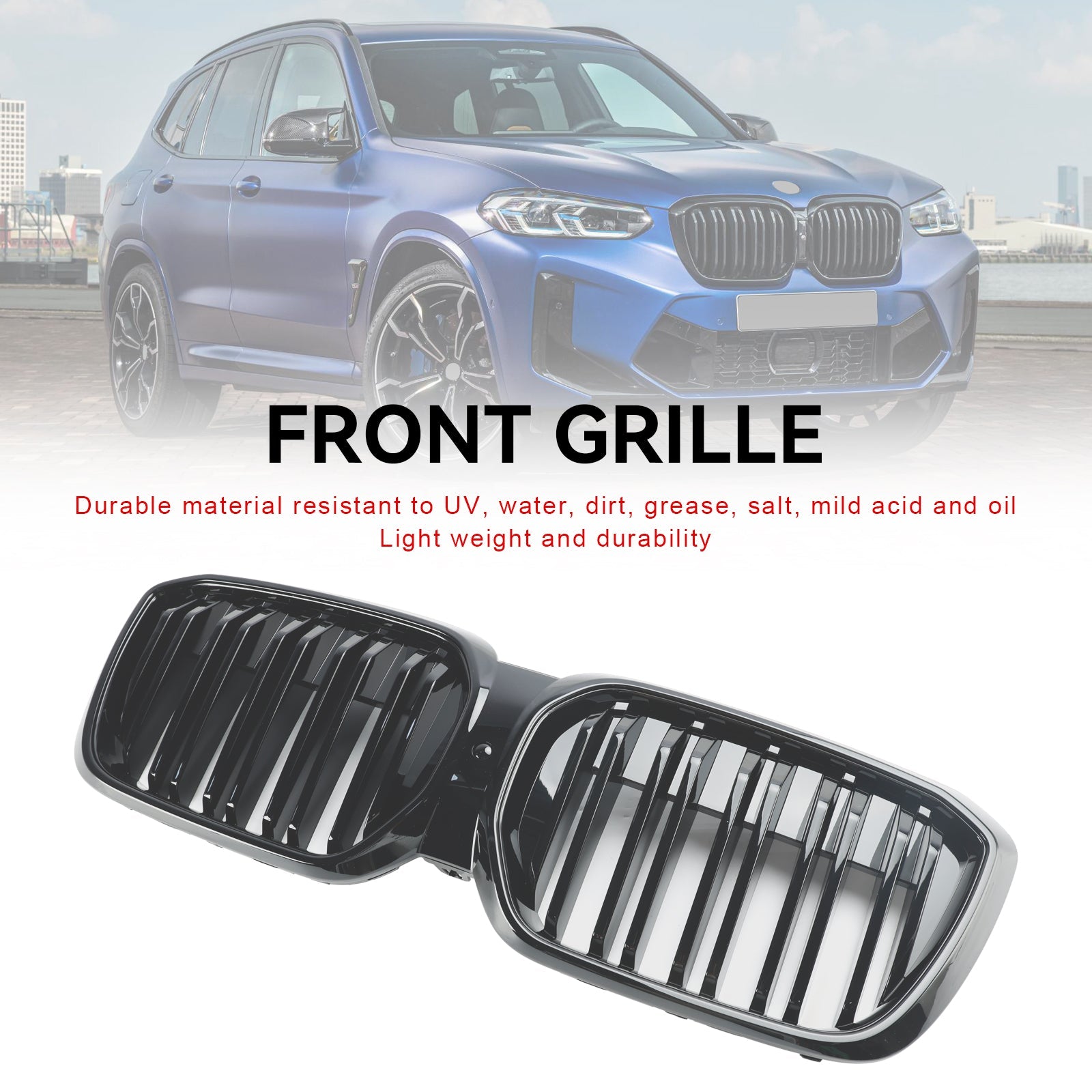 2022+ BMW IX3 G08 LCI Grille de calandre avant à double lamelles noir brillant