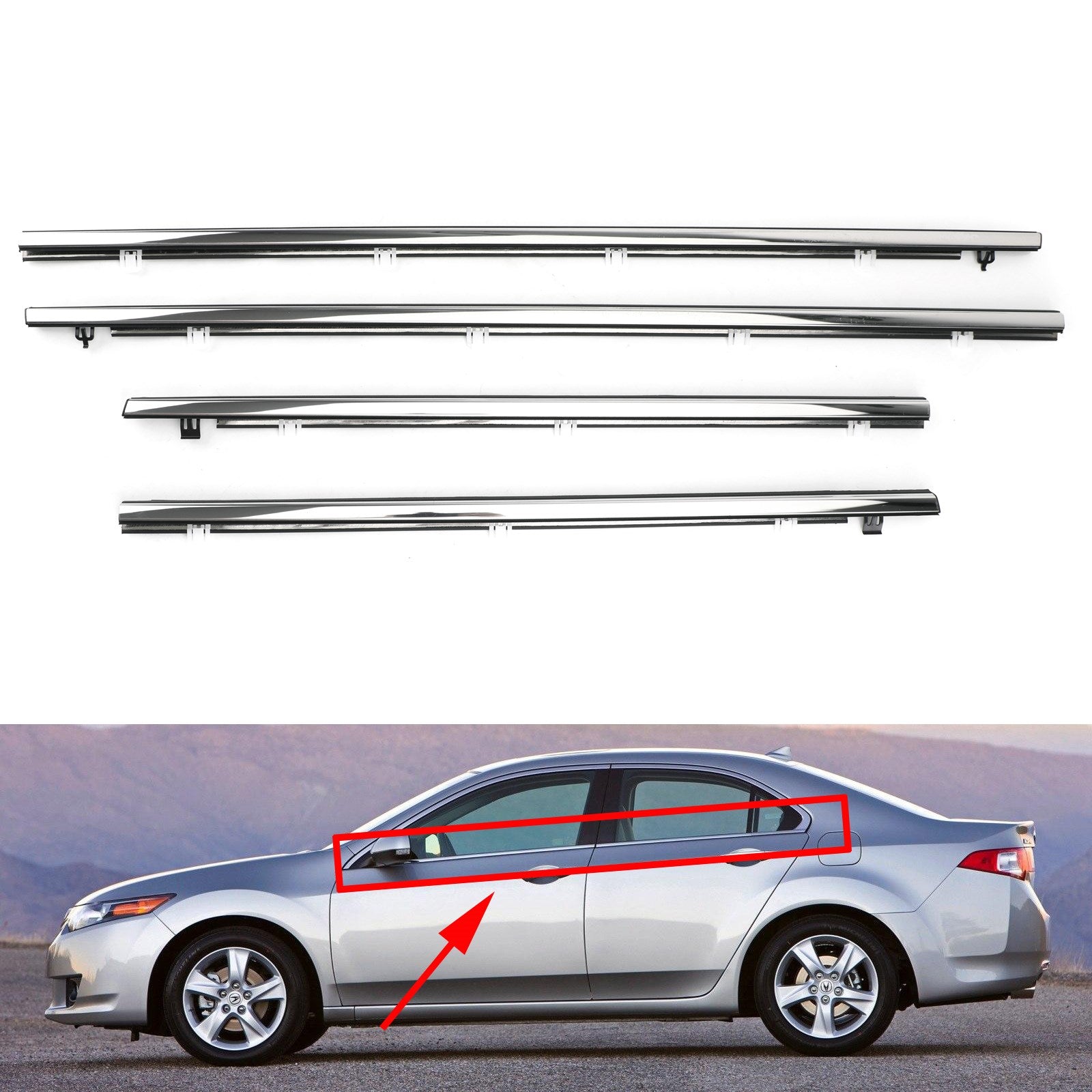 4x Auto Dehors Fenêtre Weatherstrip Sceller Belt Moulding Pour Acura TSX 09-14