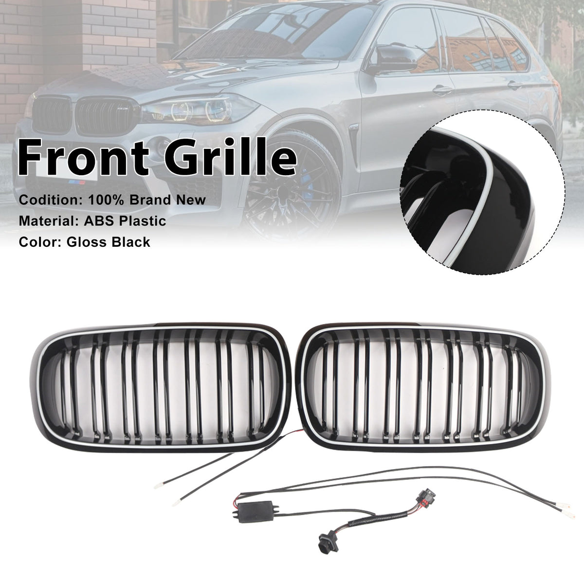Double Slat Front Bumper Kidney Grille Pour BMW X5/X6 F15 F16 2013-2018