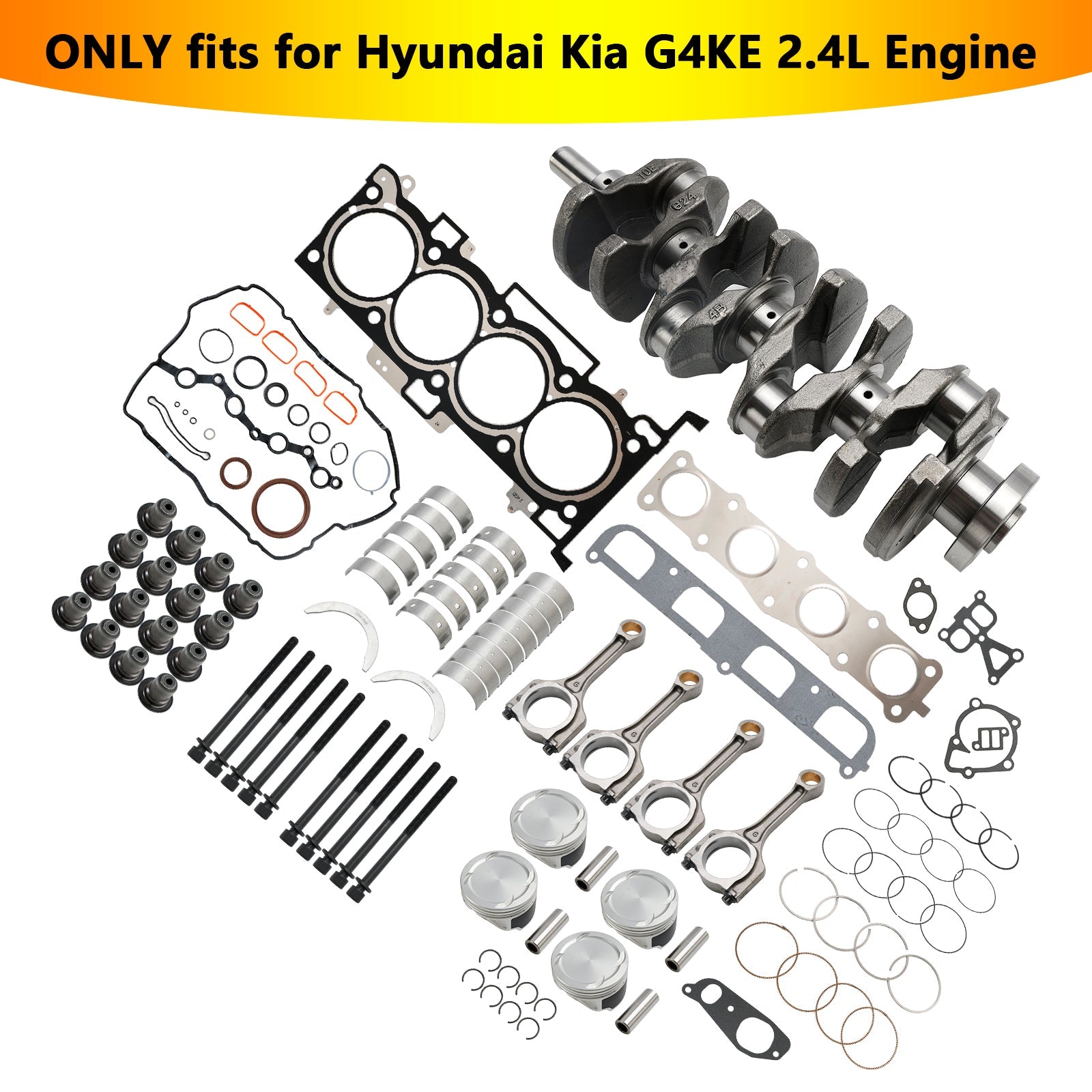 Kit de remise à neuf du moteur Kia Sorento G4KE 2,4 L 2009-2020, vilebrequin et bielles 23510-25220