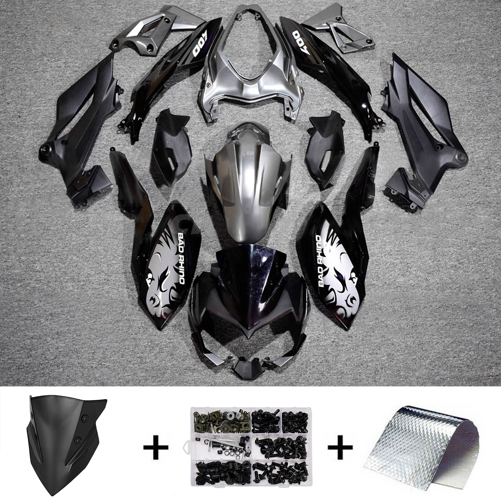 Komplet oklepa z vbrizgano ABS plastiko, združljiv s Kawasaki Z400 2018-2024