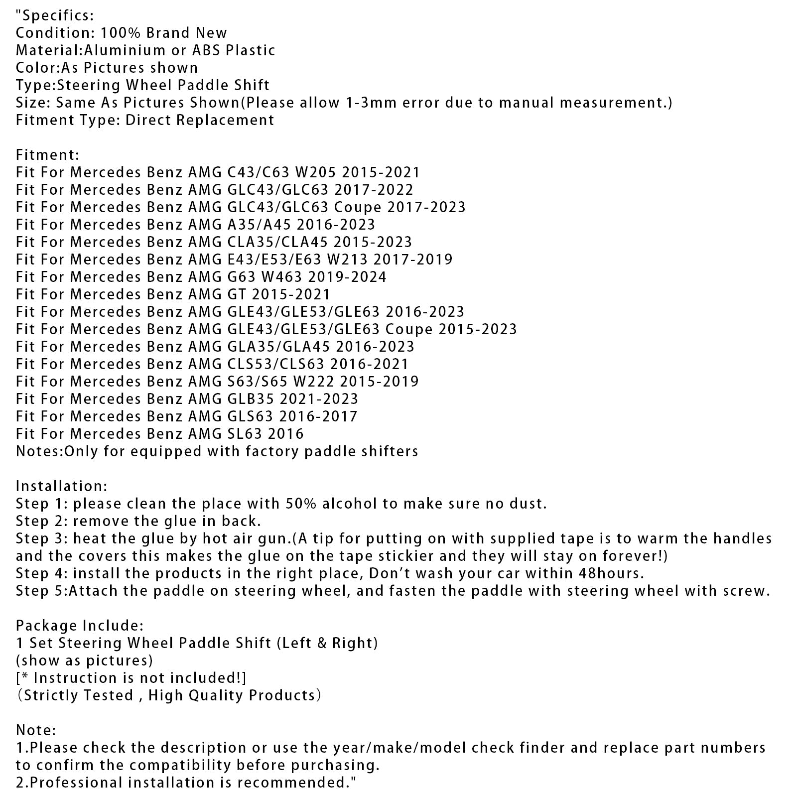 Extensión de paletas de cambio de velocidad detrás del volante para Mercedes Benz AMG