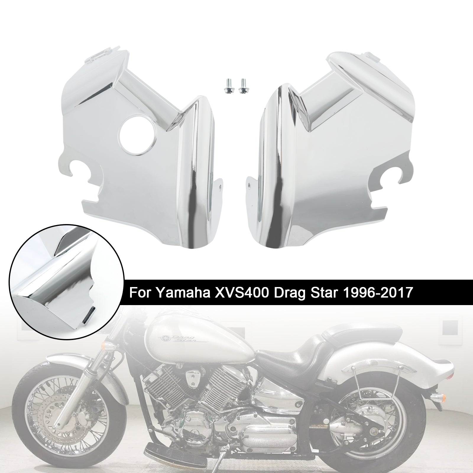 1997-2003 Yamaha XVS650 Drag Star V-Star 650 Custom Classic Yamaha XVS400 Drag Star Cubierta del cuello del marco de la horquilla