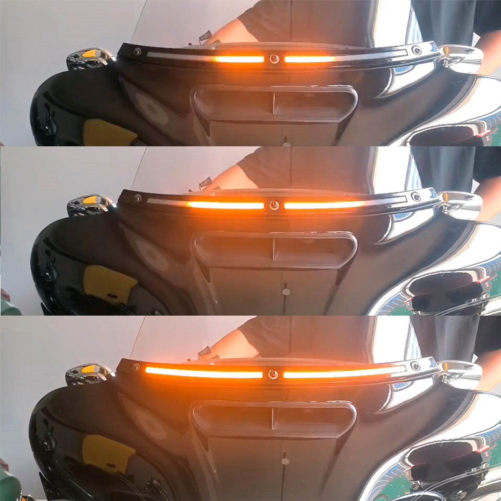 Garniture de pare-brise avec clignotants à LED pour Touring Electra Glide Street Glide Ultra Limited 2014+