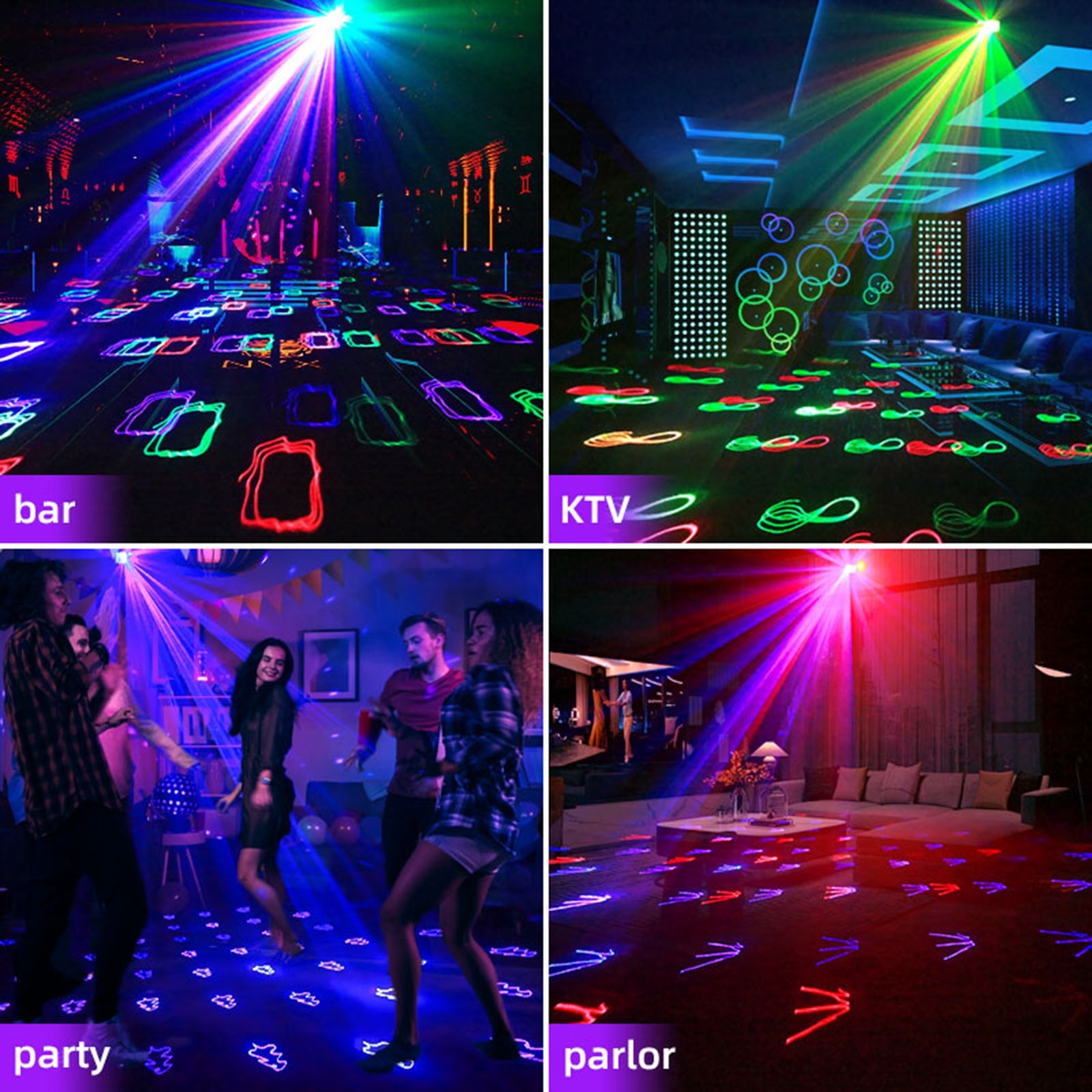 Système d'éclairage laser LED UV 6 en 1 pour scènes de discothèque et clubs