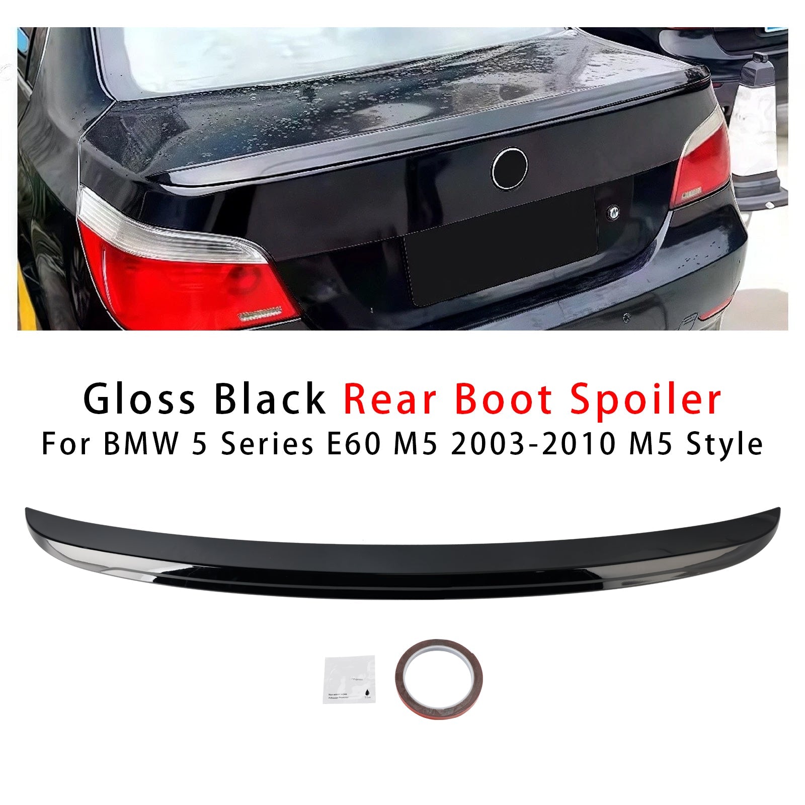 Glanzend zwarte achterspoiler in M5-stijl voor BMW 5 Serie E60 M5 (2003-2010)