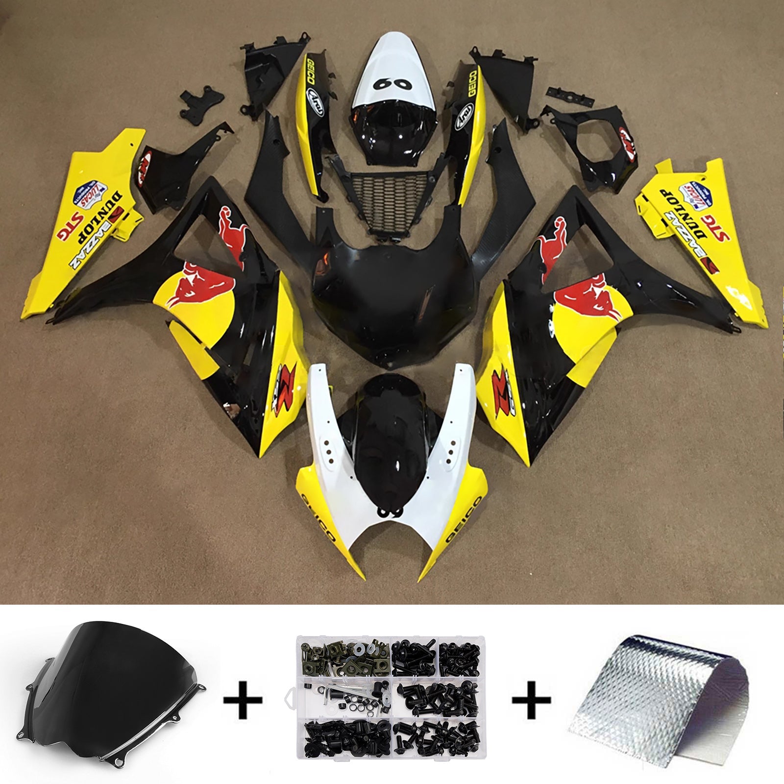 Kit de carénage injecté en plastique ABS pour Suzuki GSXR1000 2007-2008 K7