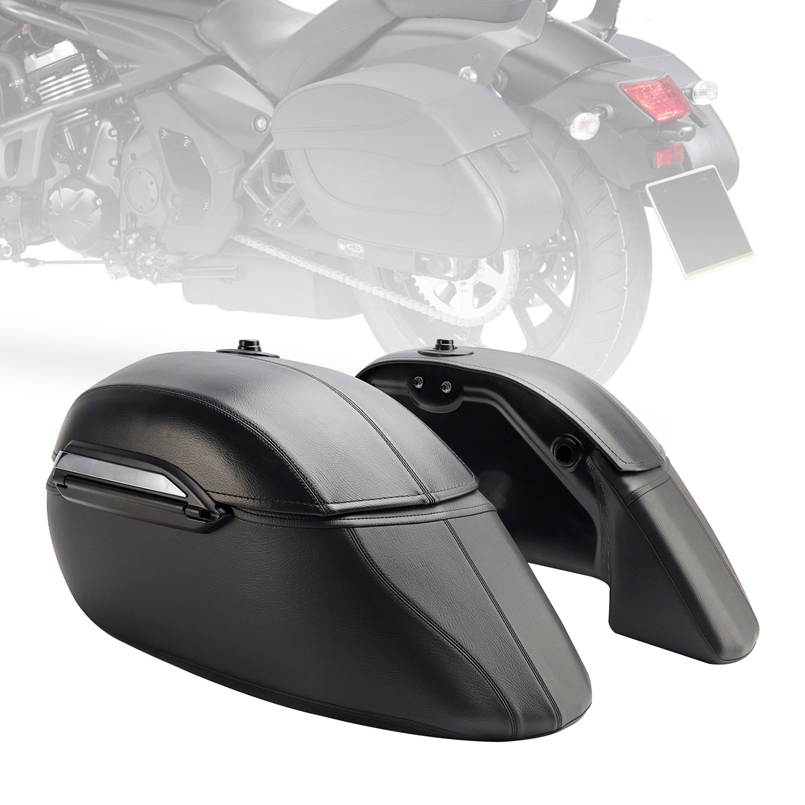 Borse laterali in poliuretano nero per Kawasaki Vulcan S 650 Vn/En650 (2015-2023).