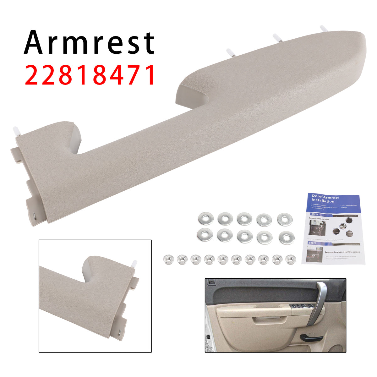 Kit de réparation d'accoudoir avant droit pour Chevy Silverado 1500 2500HD 2010-2014 (gris)