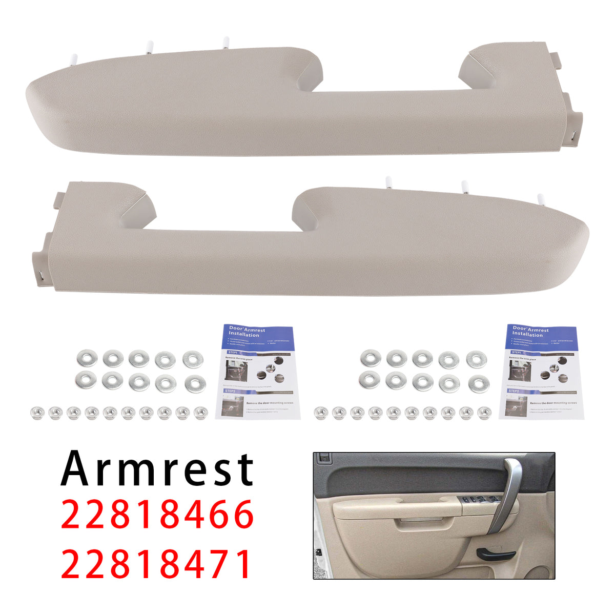 Reparatursatz für die vordere Armlehne, grau, Teilenummer 22818471, für GMC Sierra 1500 (2010-2013)