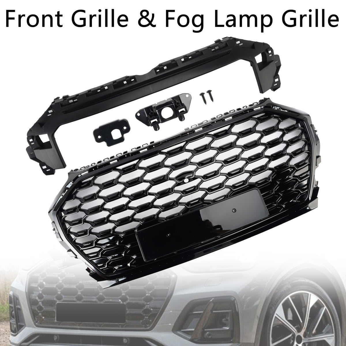 RSQ5 Style Front Honeycomb Mesh Grill Grille Pour Audi Q5 SQ5 2021-2025