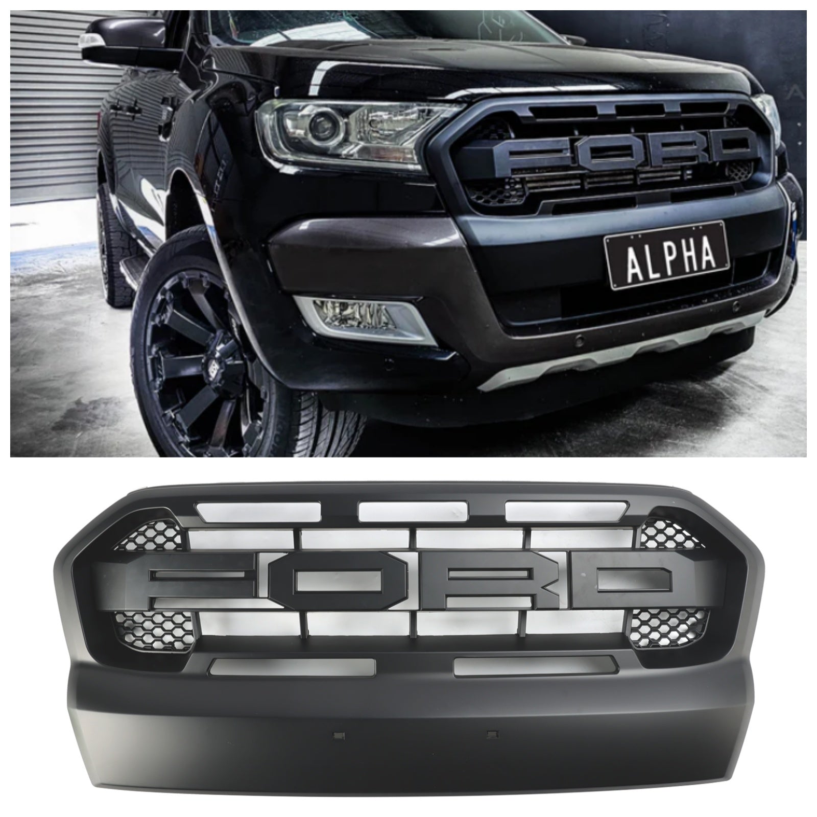 Front Grille Ford Ranger T7 2015 2019 Style Raptor Noir Mat Compatible Tutti i modelli