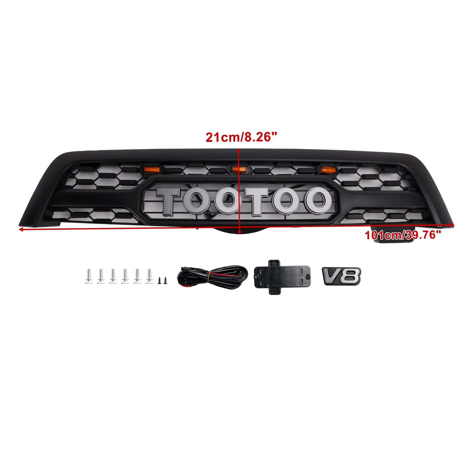 Griglia del paraurti anteriore nera opaca con illuminazione a LED per Toyota Sequoia 2005-2007