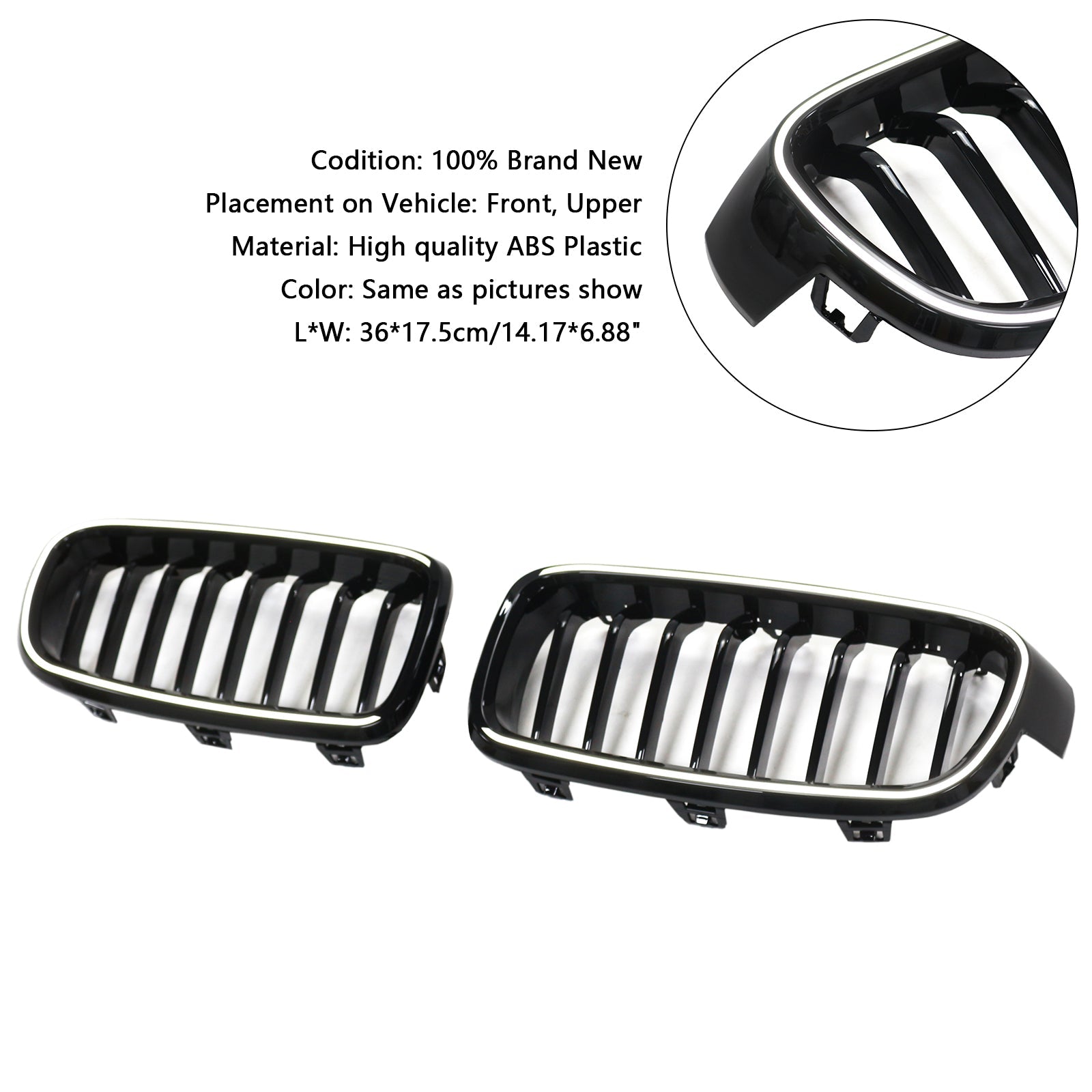 Grille de calandre avant noire brillante pour BMW Série 3 F31 Touring 2012-2019 51137263481 51137255412