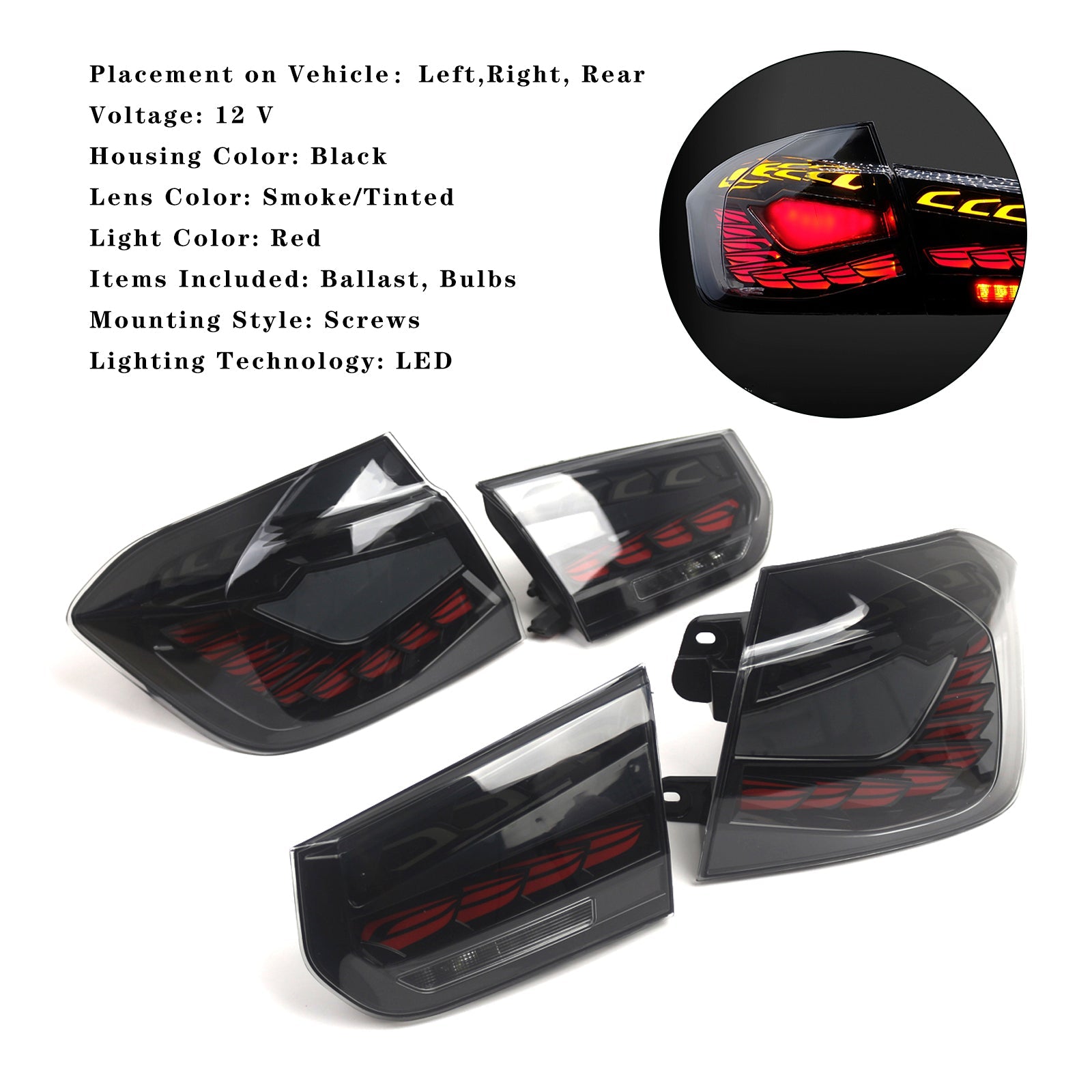 Ensemble de feux arrière à LED fumés L&R pour BMW 3 F30 F80 M3 201