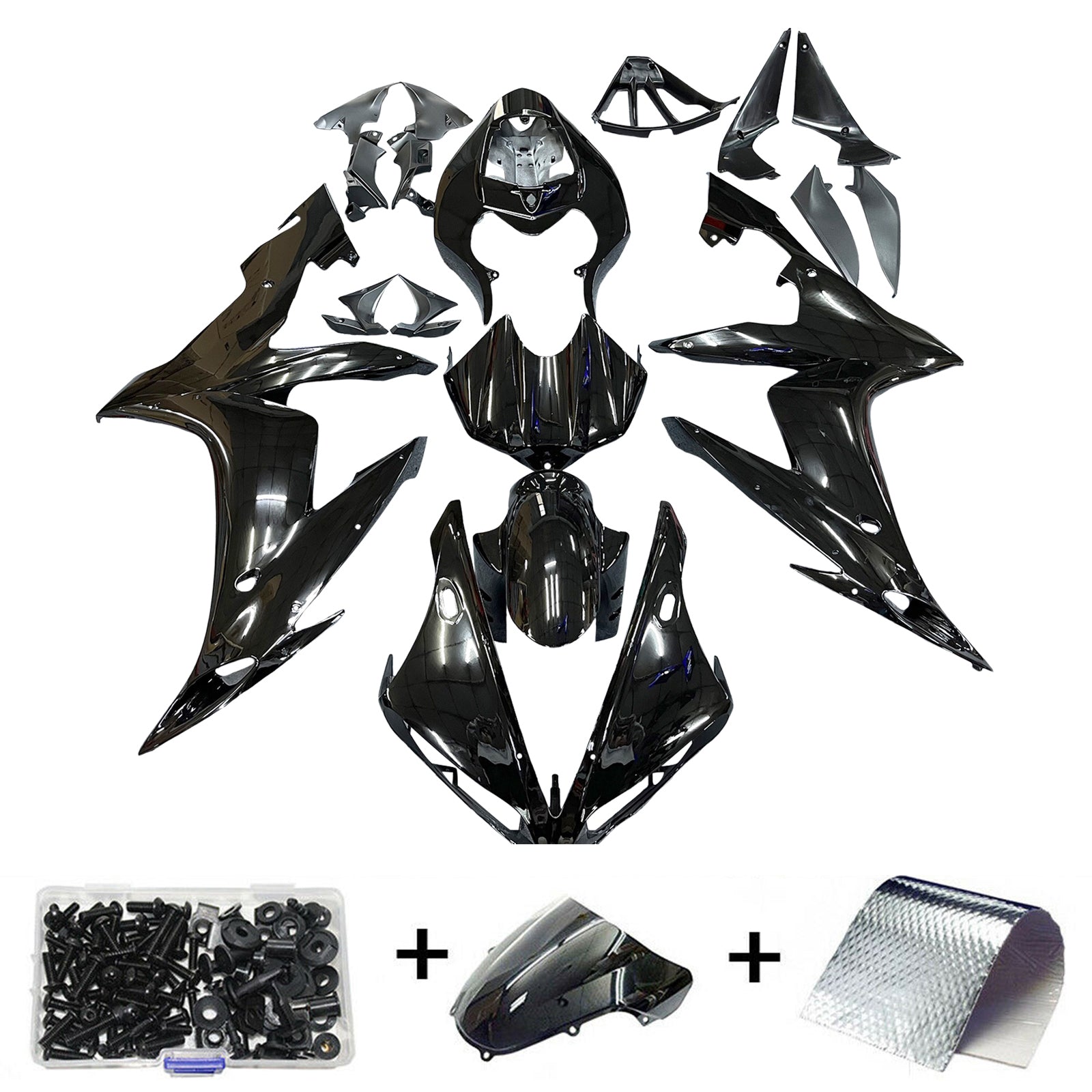 Kit de carénage en plastique ABS noir brillant pour Yamaha YZF R1 2004-2006