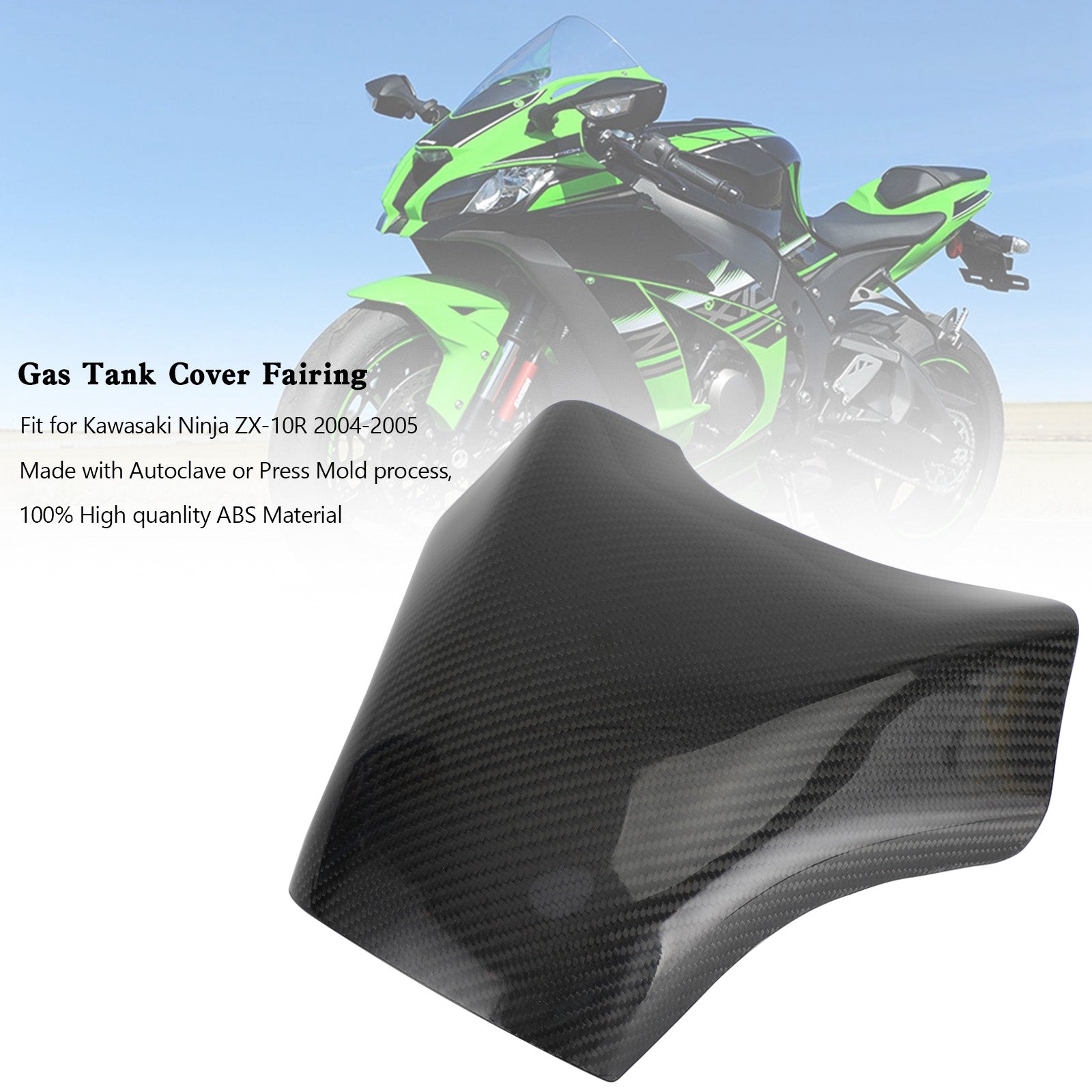 2004-2005 Kawasaki Ninja ZX-10R carbone Protecteur de carénage de panneau de couverture de réservoir de gaz