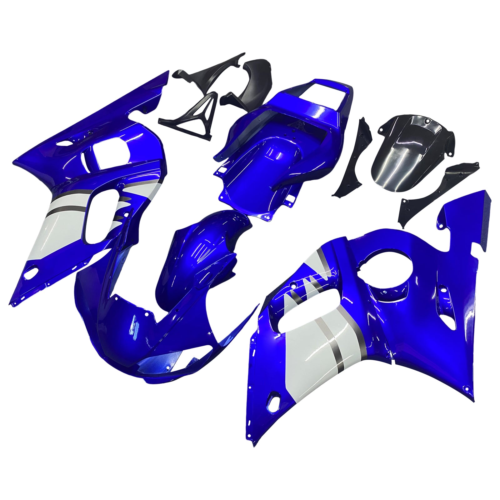 Kit de carénage en plastique ABS moulé par injection bleu et blanc pour Yamaha YZF R6 1998-2002