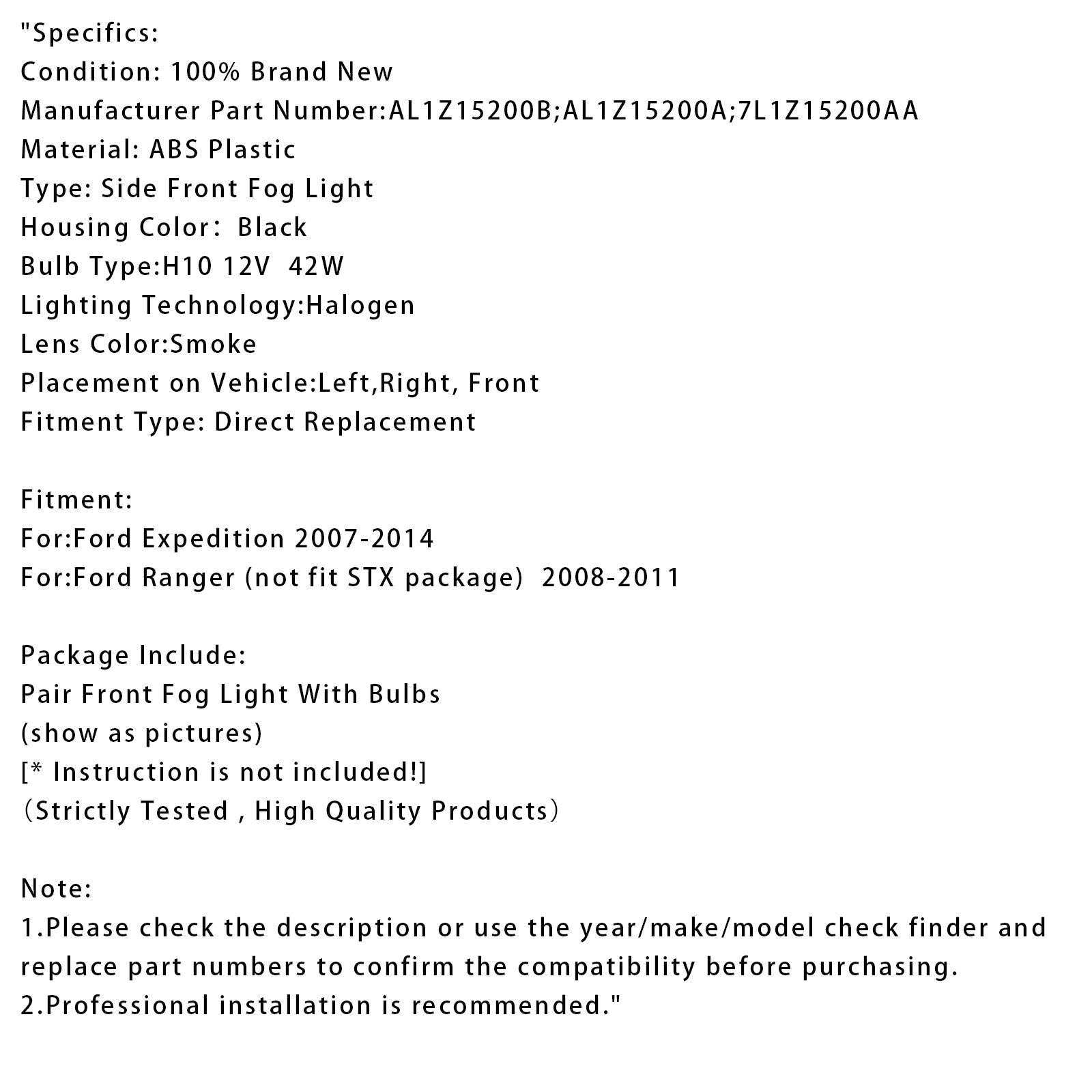 Pari etuvaloja lamppuilla Ford Expedition 2007-2014, savustetut lasit