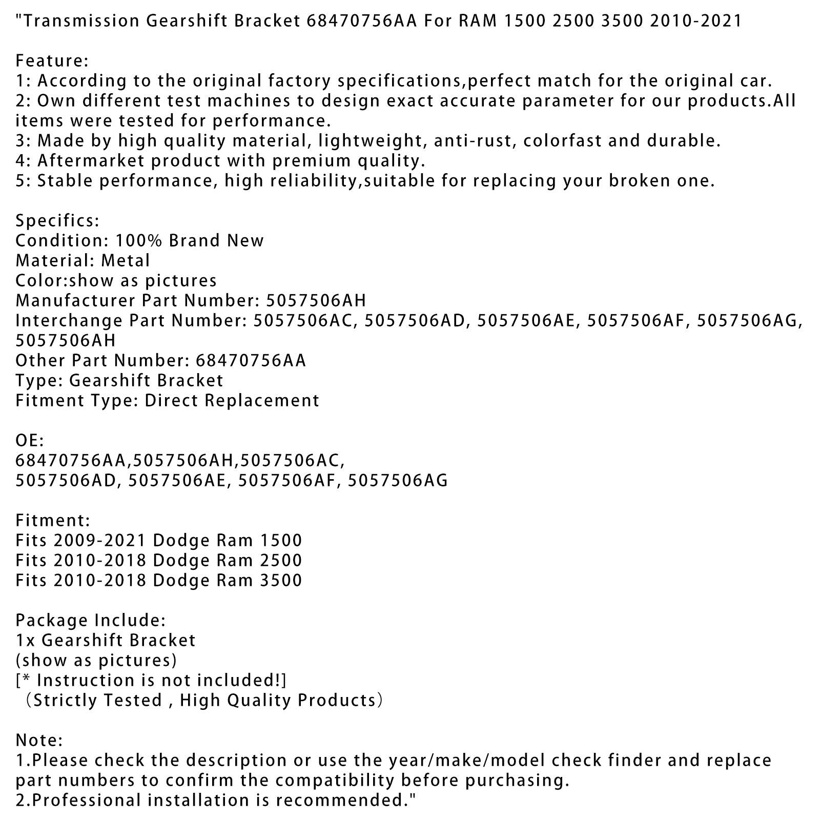 Dodge Ram 3500 2010-2018 68470756AA 5057506AH