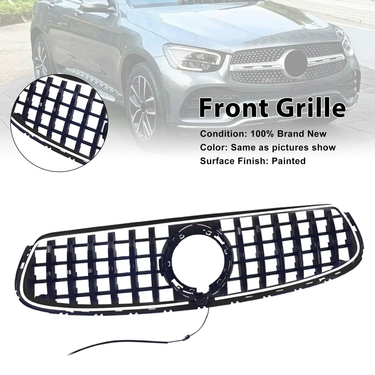 Calandre de pare-chocs avant style GT pour Mercedes-Benz X253 GLC250 GLC300 (2020-2022)