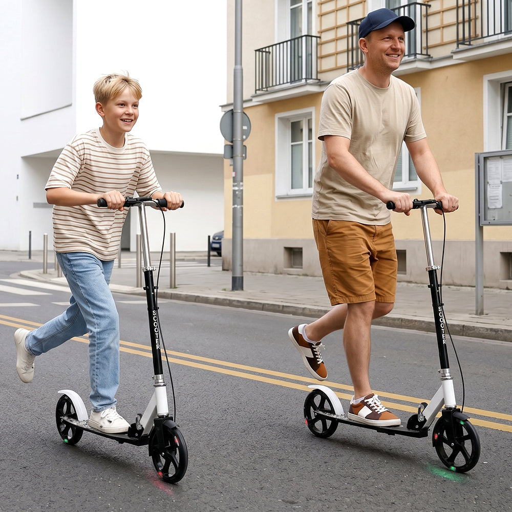 Trottinette Pliable Sans Moteur Violette pour Tous les Âges avec Roues PU Lumineuses Hauteur Réglable et Plateau Antidérapant