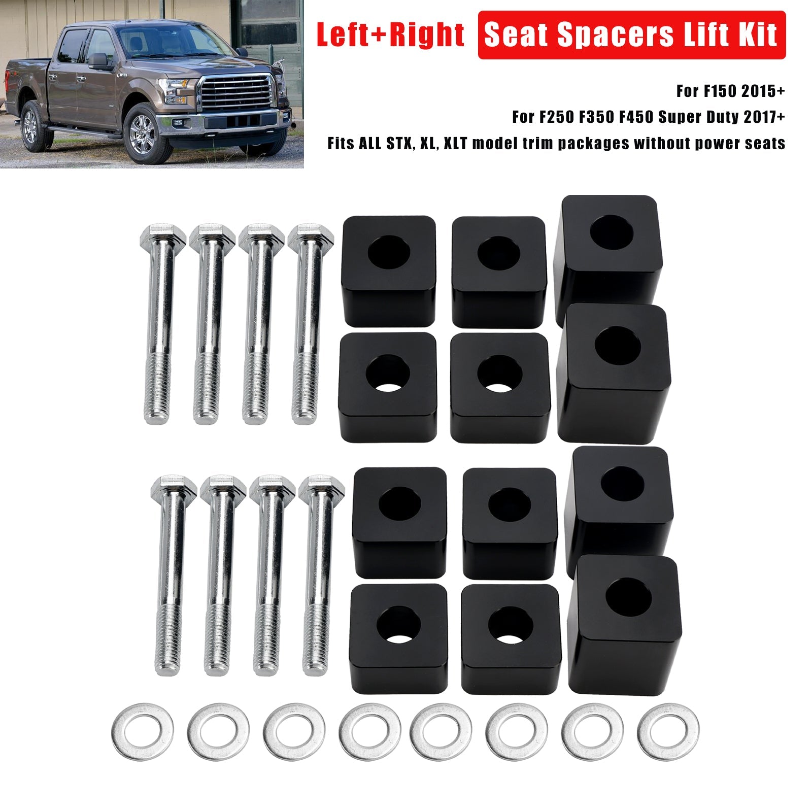 Kit de rehaussement de siège (2x) 4/5""-2,4"" pour F150 2015+ / F250 F350 F450 Super Duty 2017+