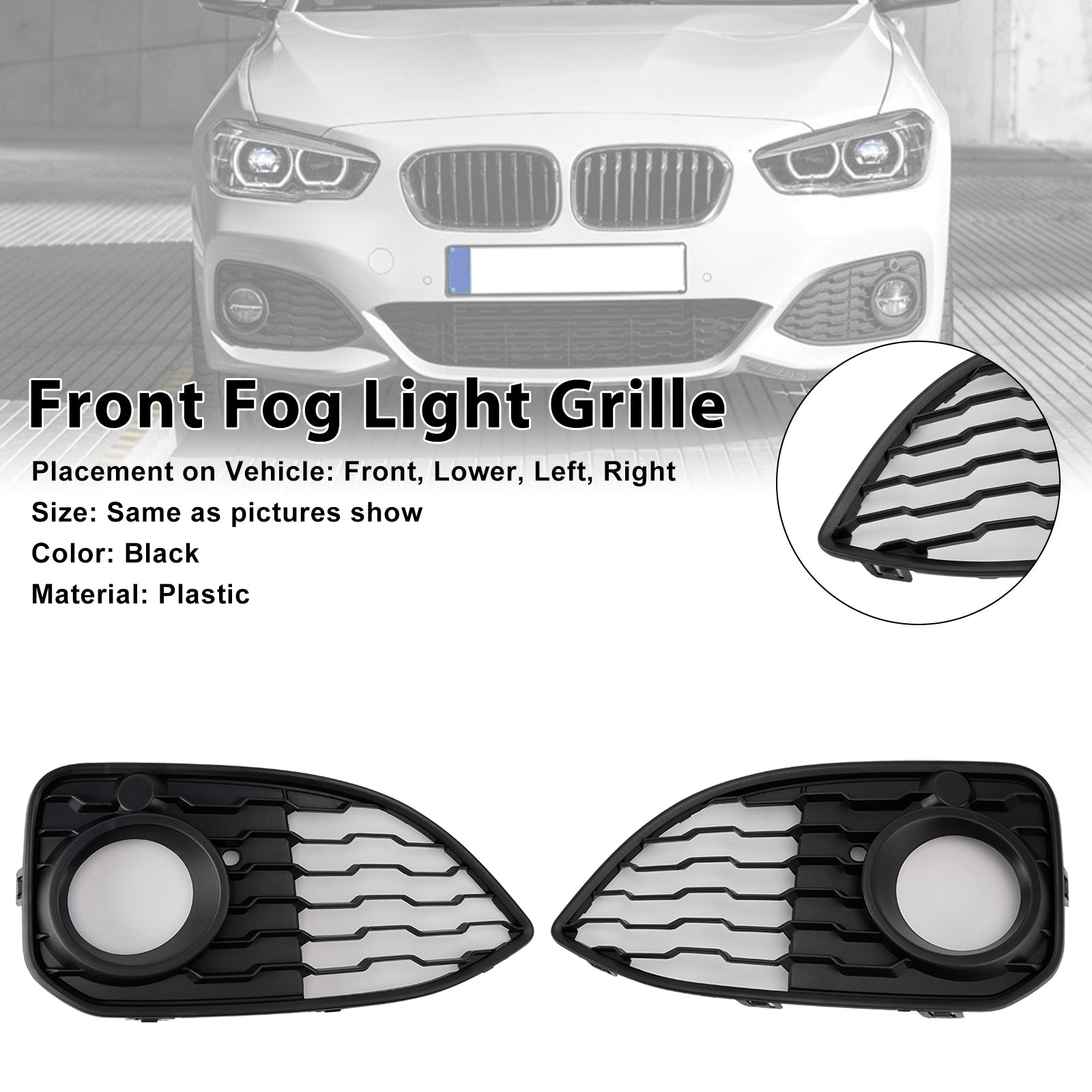 2-delige mistlichtbeschermingsraster voor BMW 1 F20 F21 LCI M-Sport 2015-2019