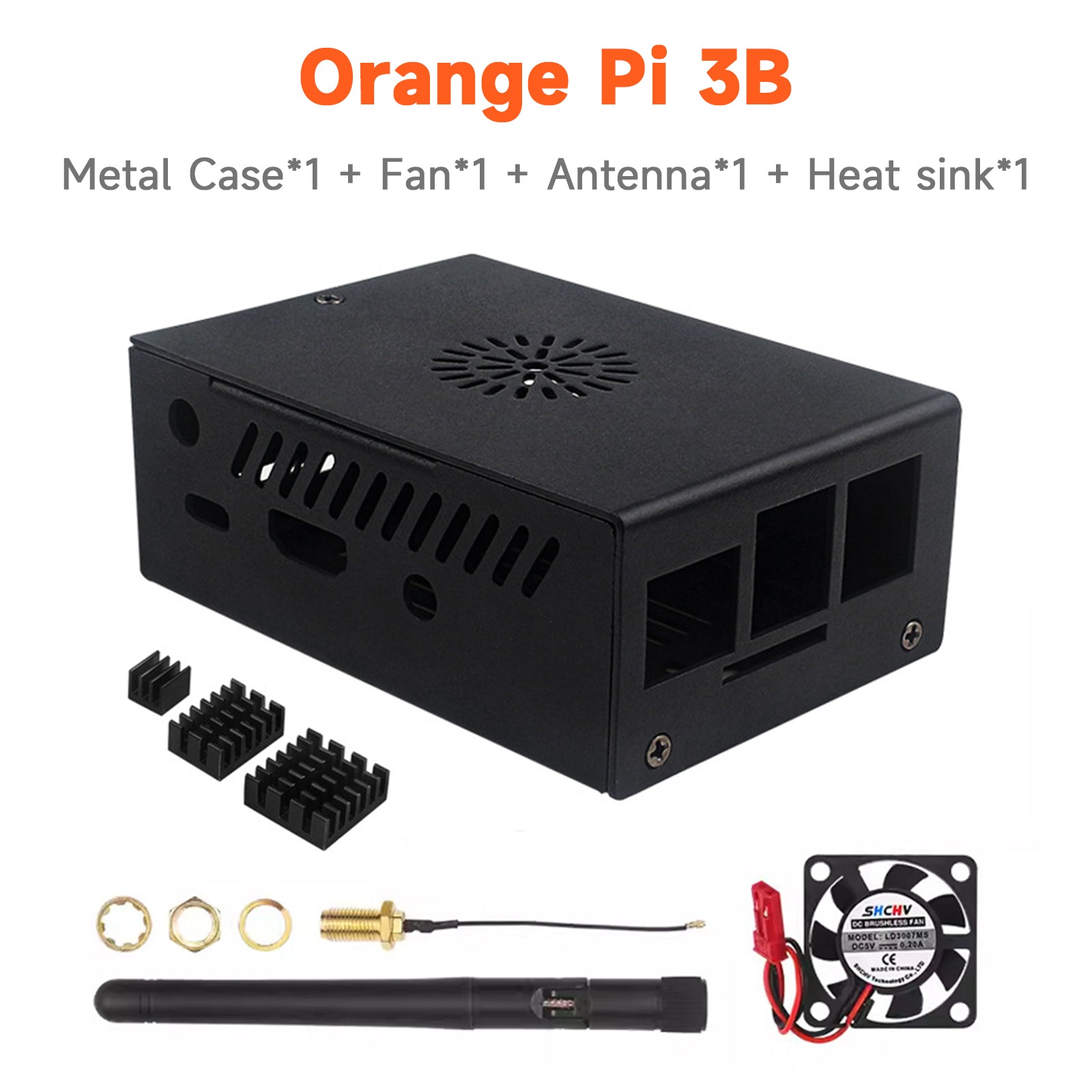 Boîtier métallique en alliage d'aluminium pour Orange Pi 3B avec ventilateur de refroidissement