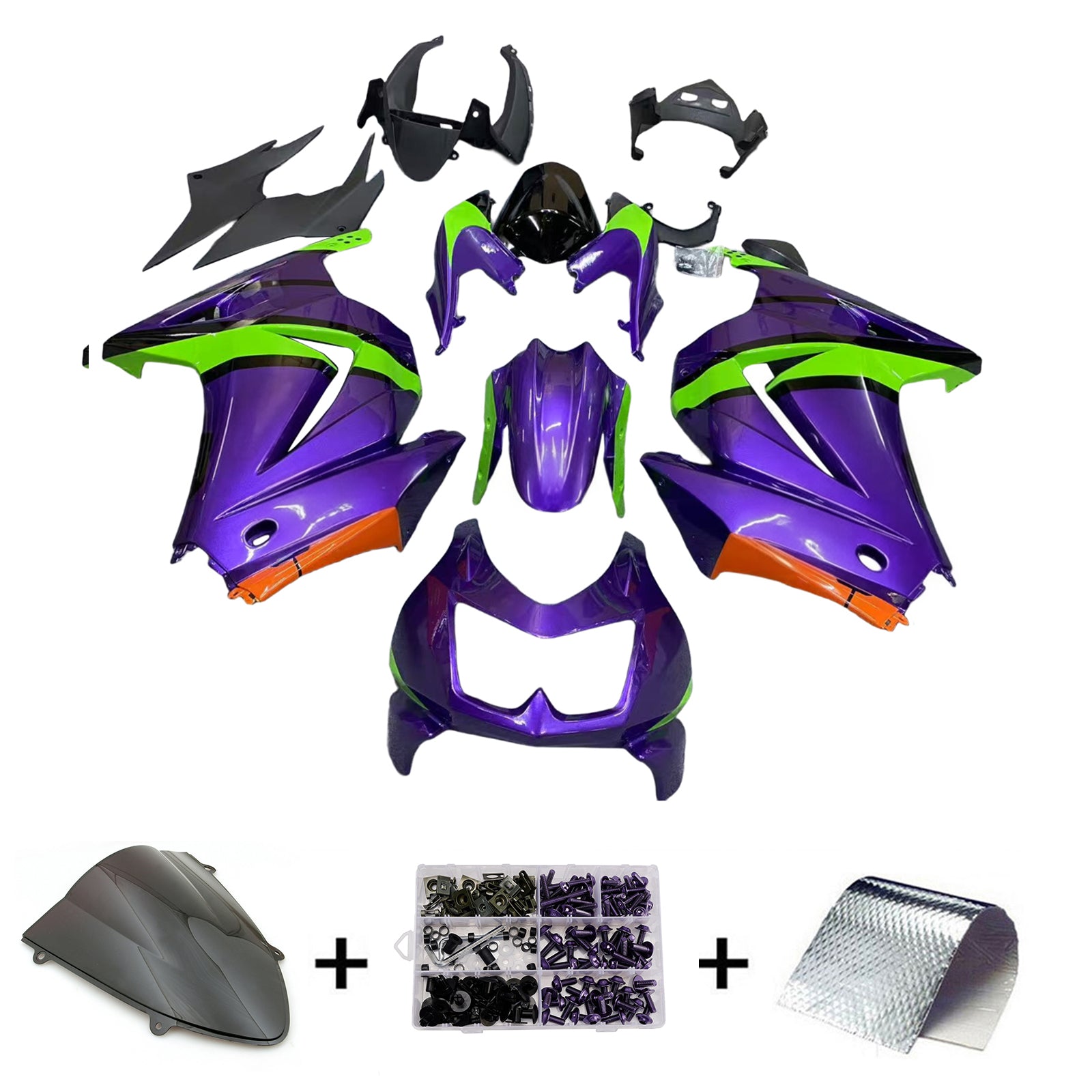 Kit de carénage injecté en plastique ABS pour Kawasaki EX250 Ninja250R 2008-2012
