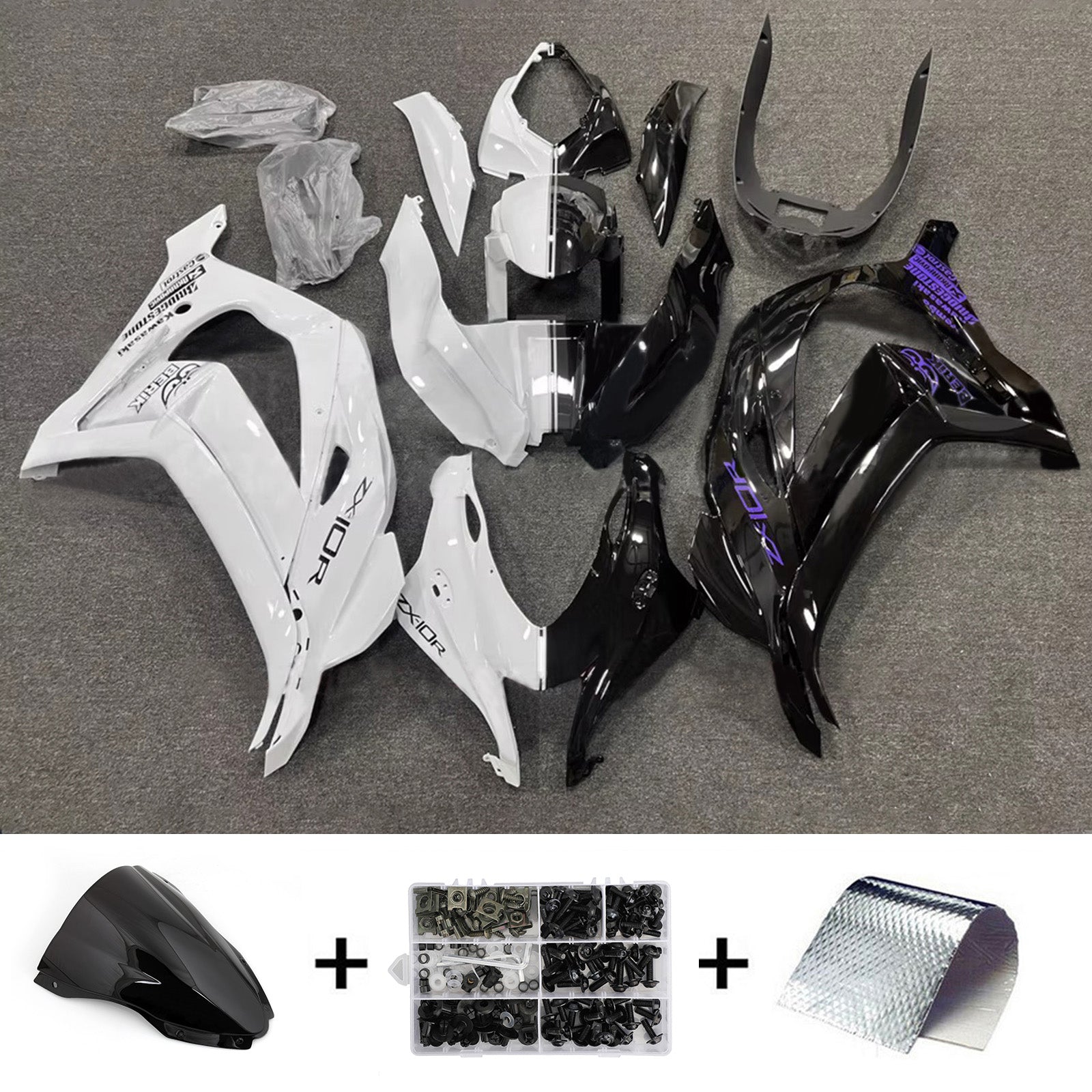 Kit de carénage injecté en plastique ABS compatible avec Kawasaki ZX10R 2016-2020