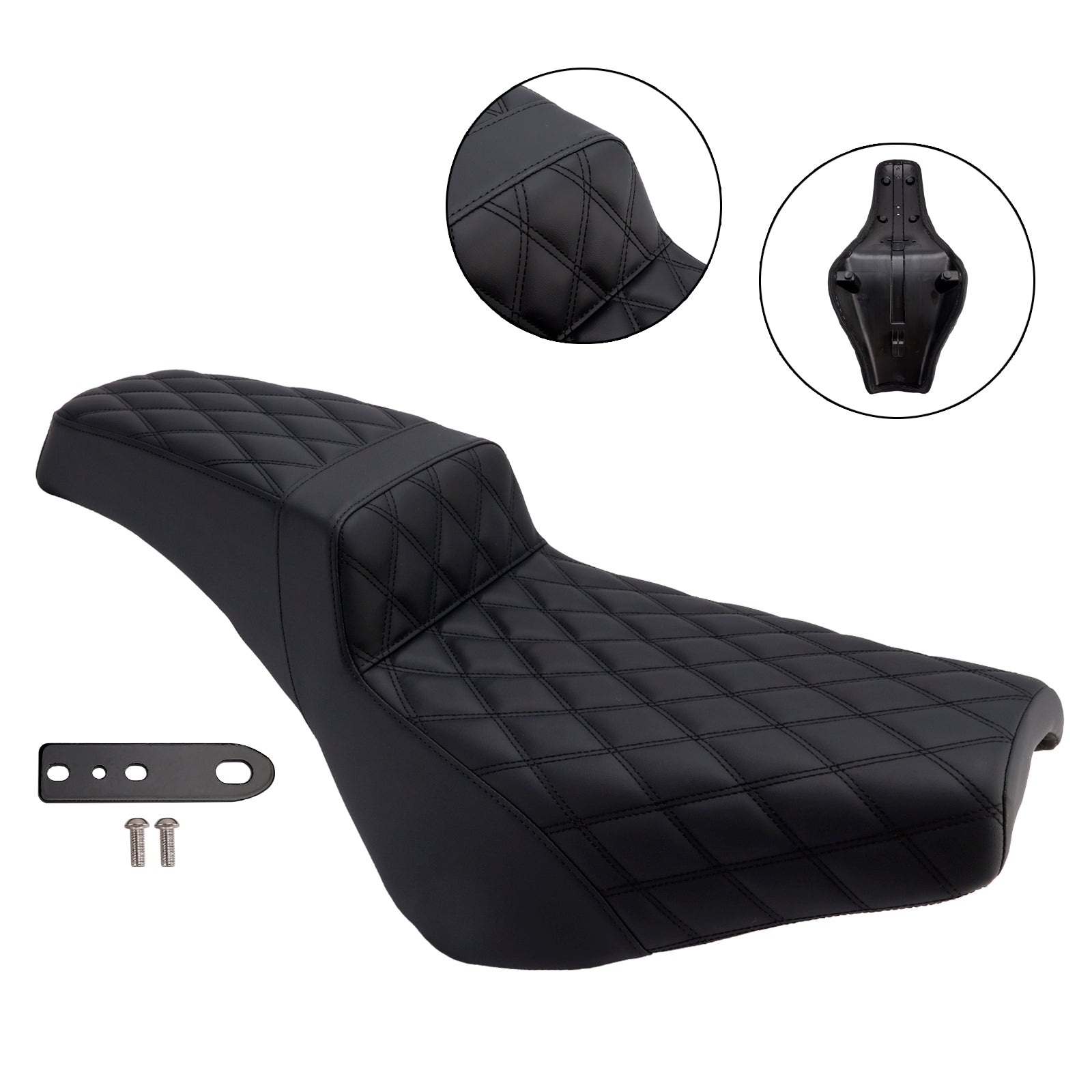 Selle pilote/passager à coussin complet nervuré pour Street Bob 114 Softail 2021-2025