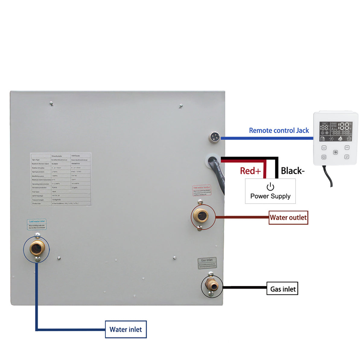 Chauffe-eau sans réservoir pour camping-car au propane 65 000 BTU avec contrôleur et accessoires de douche