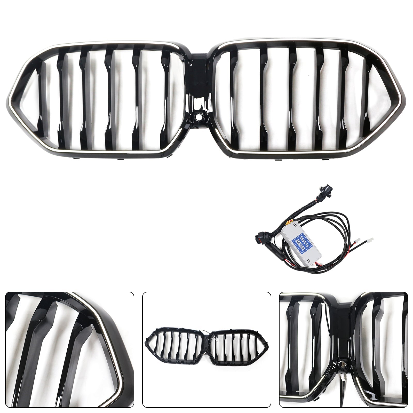 Grille de pare-chocs avant noire pour BMW X6 G06 M60i 2023-2025 avec trou pour caméra