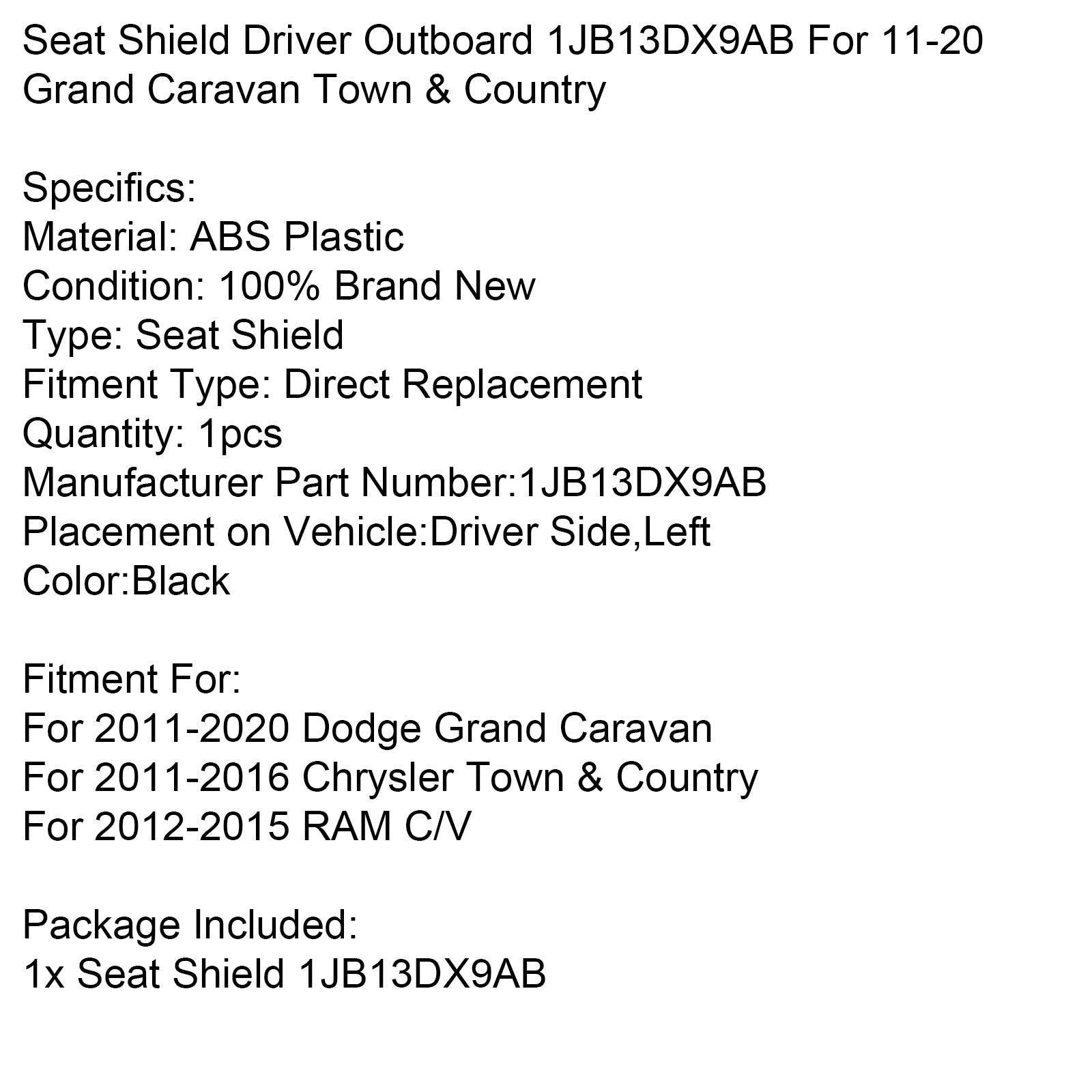 Coprisedile per conducente fuoribordo 1JB13DX9AB per Grand Caravan Town &amp; Paese 11-20