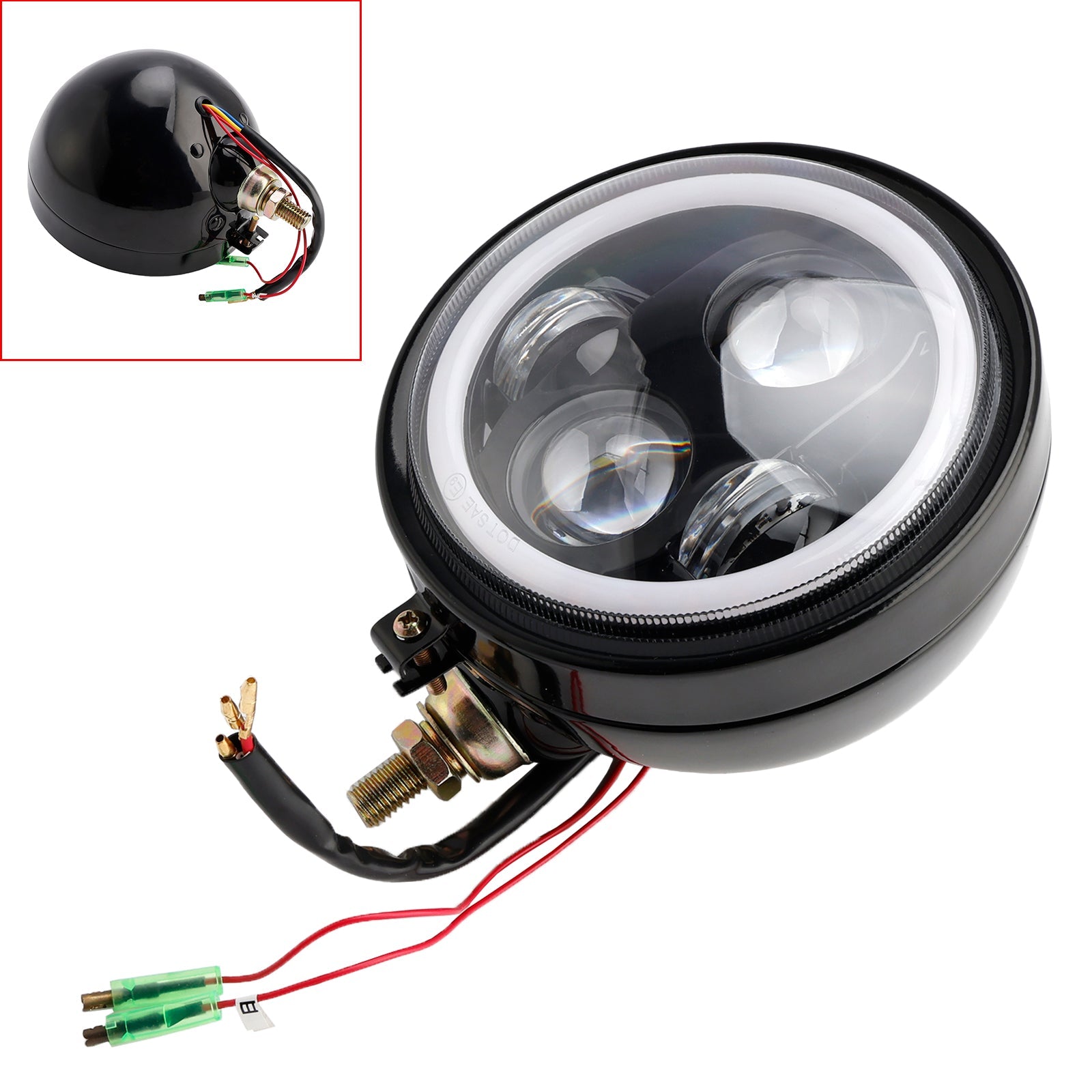 Universal Front Lighthouse van 5,75 inch, 4 bollen, compatibel met motorfiets