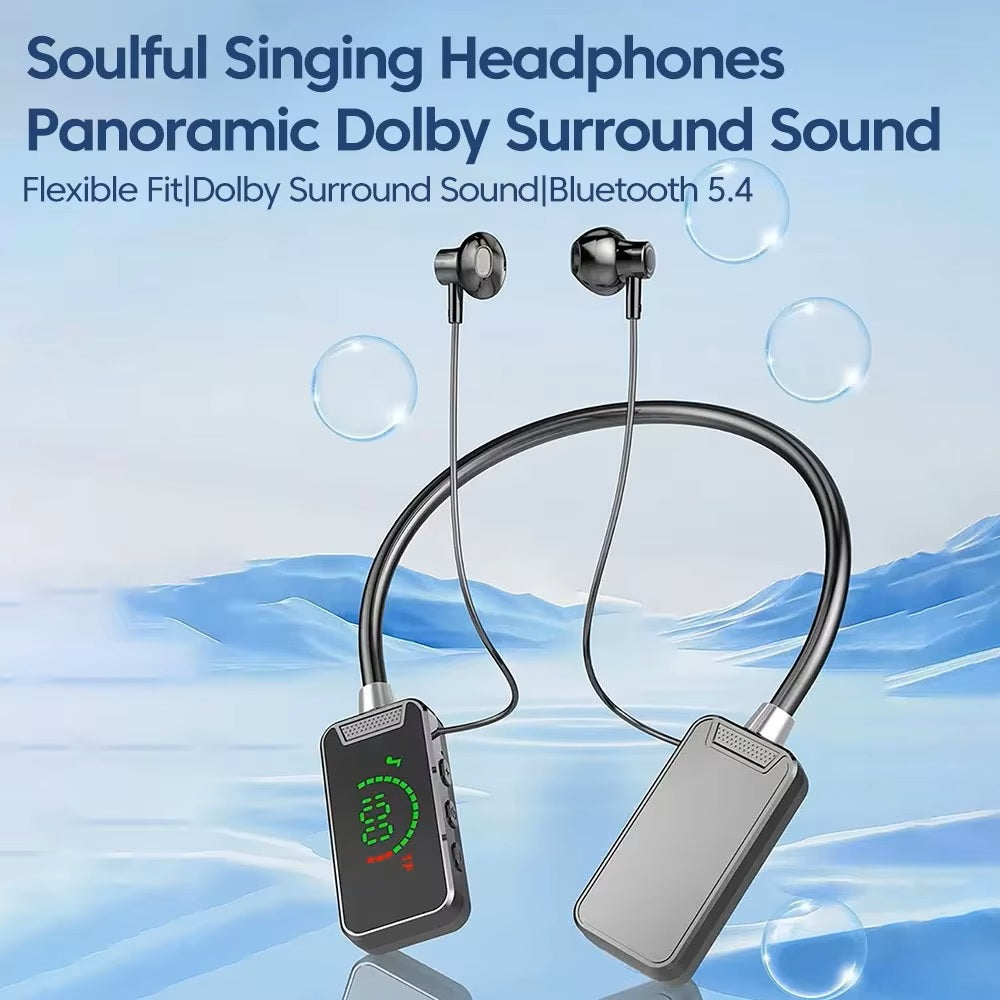 Casque Bluetooth 5.3 avec écran numérique intelligent pour jeux, chant en direct et retour haptique