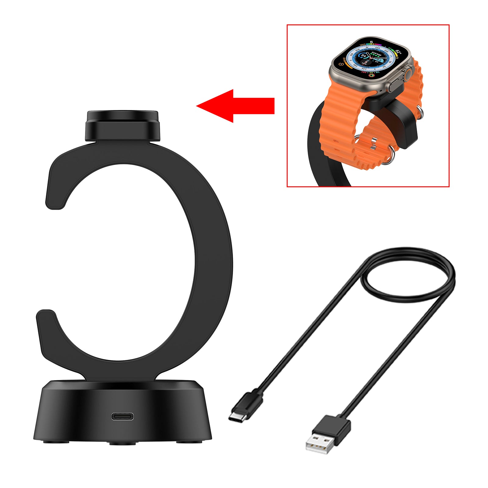 Cargador vertical en forma de C para Apple Watch y adaptador de estación de carga iWatch