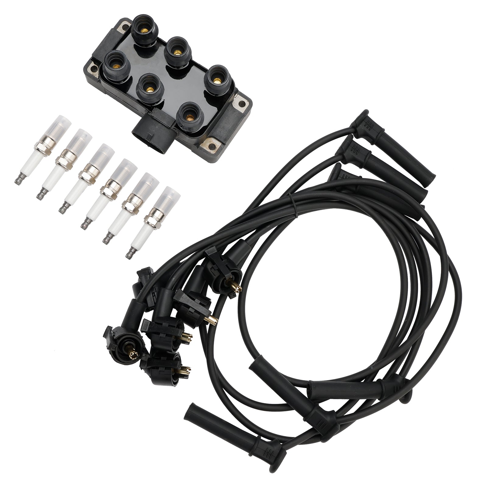 Bobine d'allumage + 6 bougies d'allumage + 6 fils FD480 DG452 90TF12029A pour Mazda B3000 V6 4.0l 1995-2000