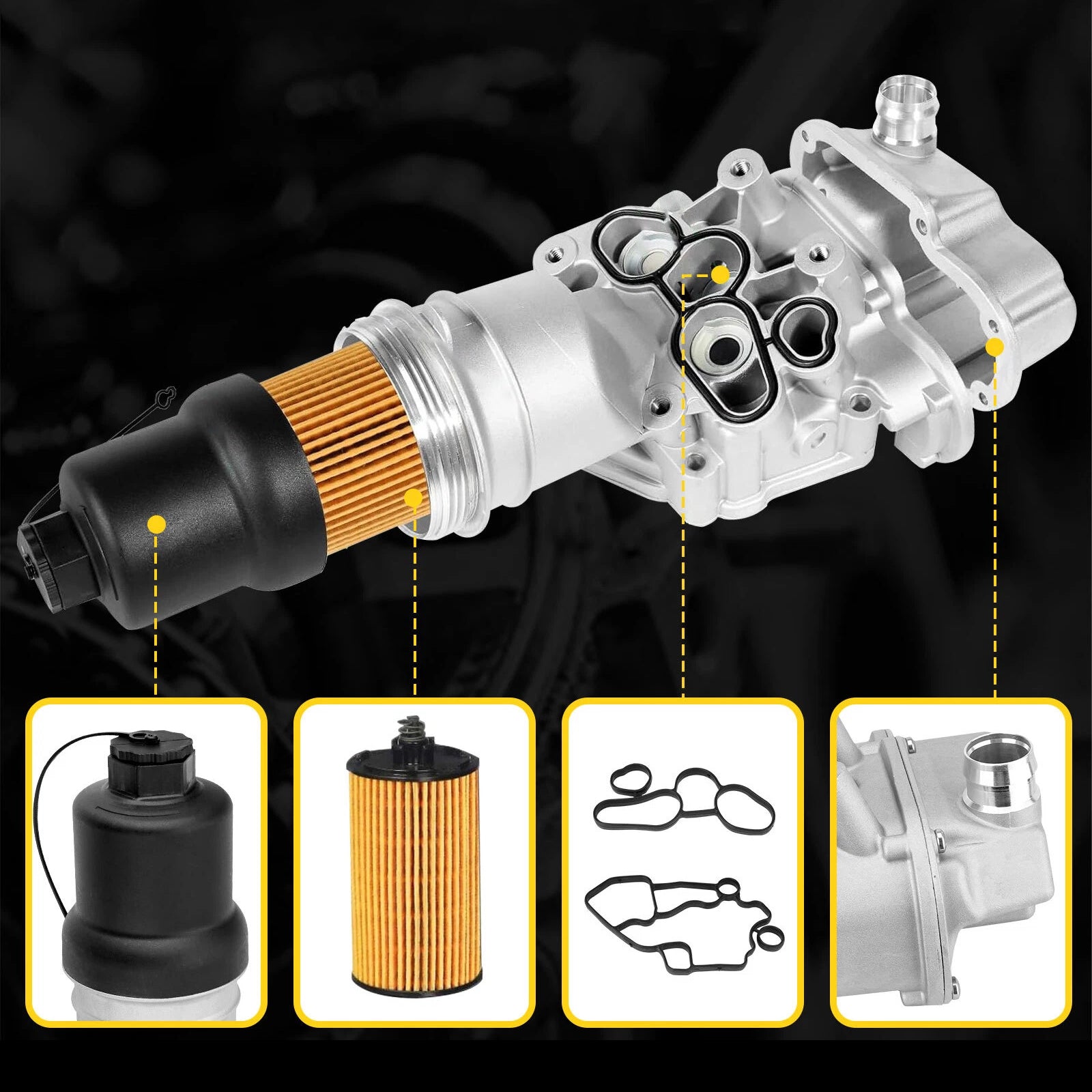 Ensemble de filtre à huile pour refroidisseur d&#39;huile moteur TTS Quattro 2.0L 2009-2015 06F115397J 06F115397H 918-592