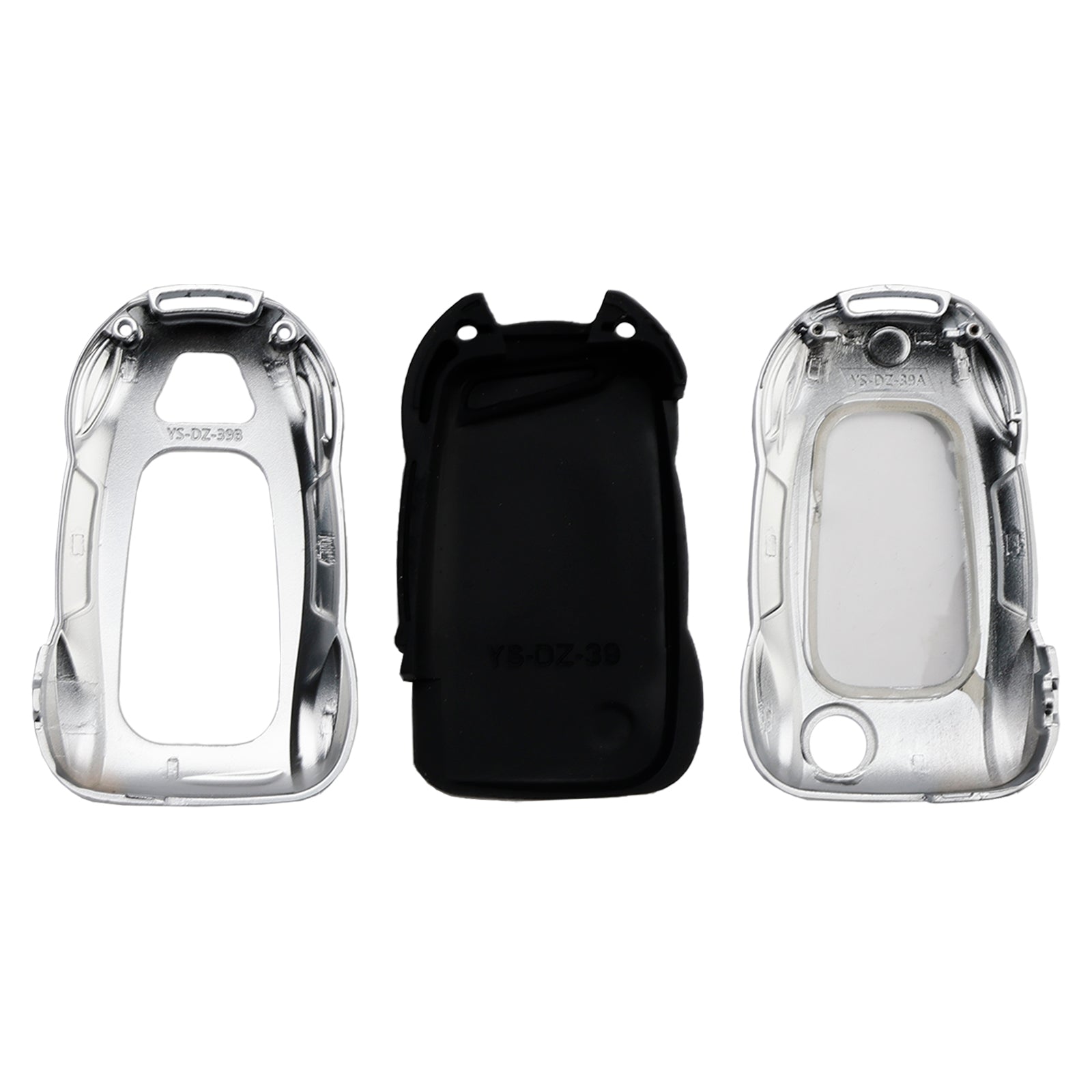 Custodia per chiave auto in pelle color argento in lega di zinco per VW Polo Skoda