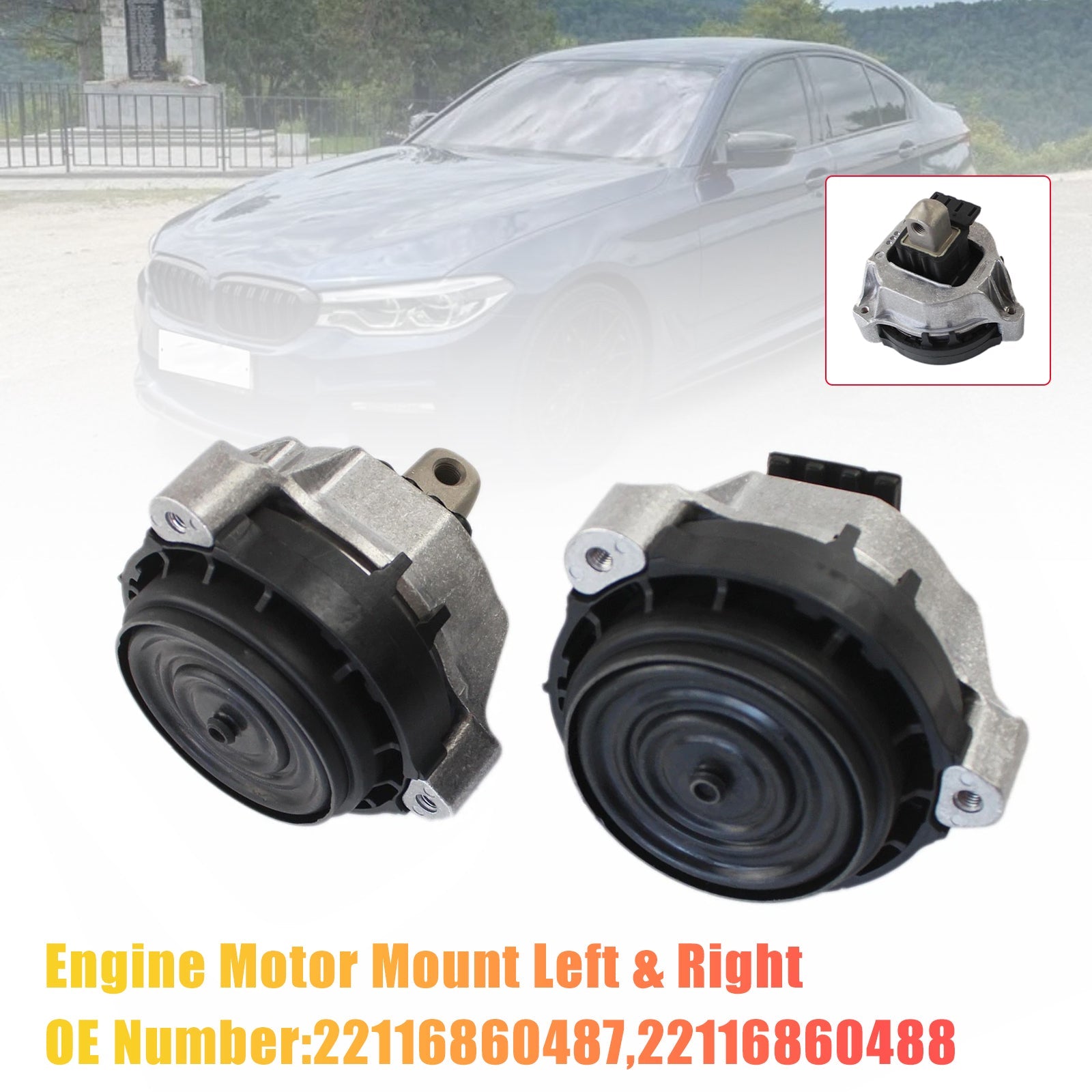 Supports moteur (gauche et droit) pour BMW 530i xDrive 2.0L (2017-2019) - 2 pièces - Référence : 22116860488