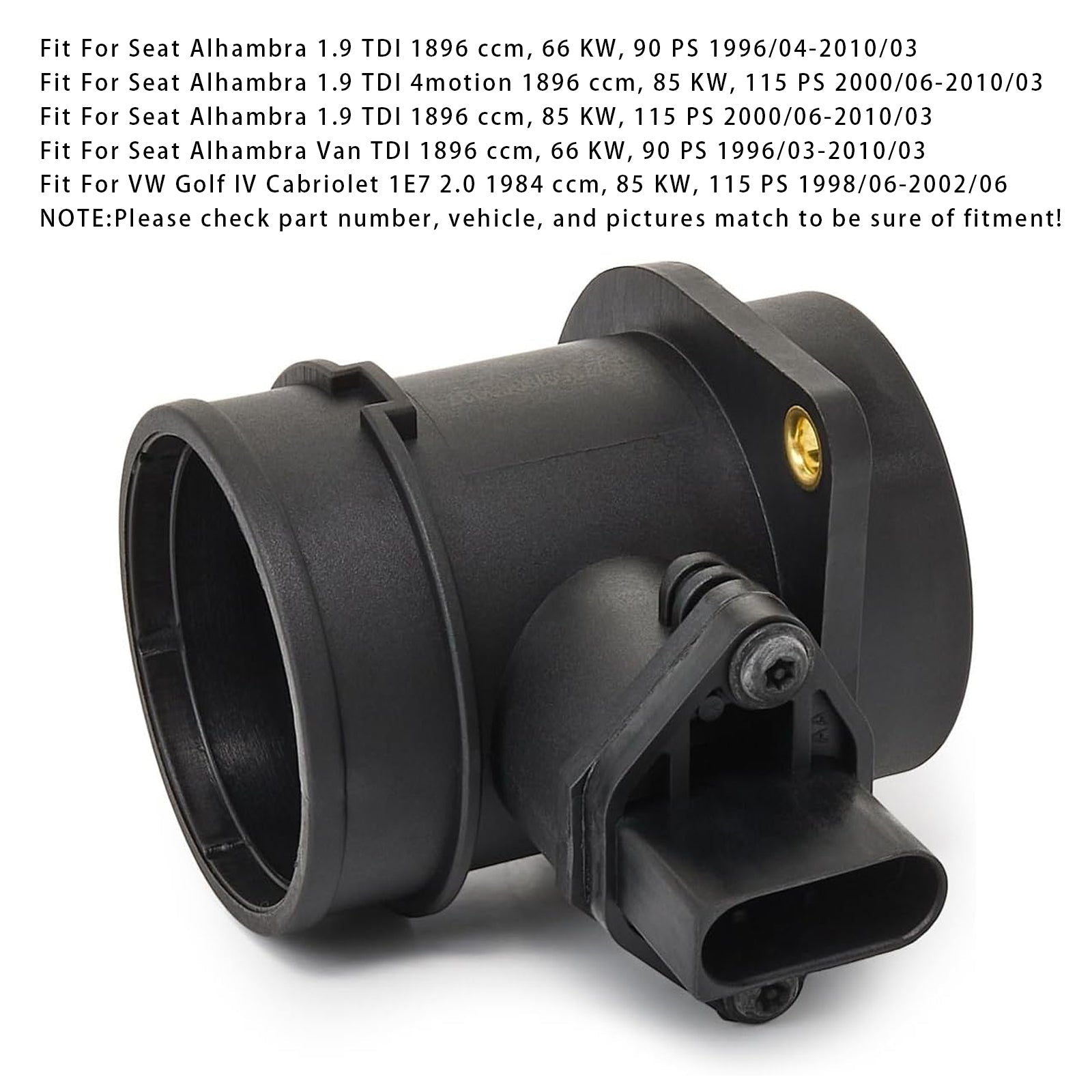 Sensor del medidor de flujo d'masa de aire para Audi A3 TT Volkswagen Cabriolet 06A906461C