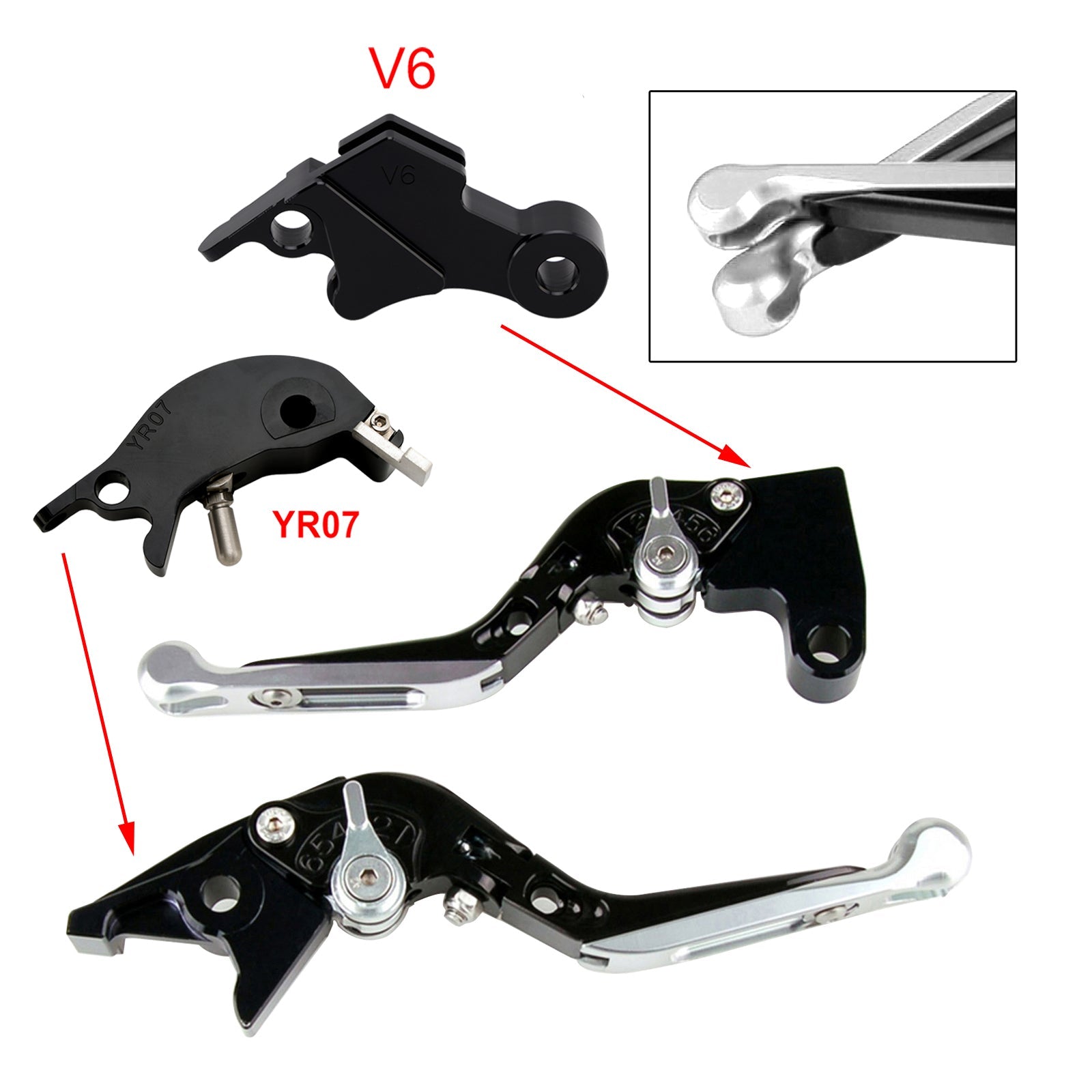 Levier de frein et d'embrayage réglable compatible avec YAMAHA XSR900 XSR900GP MT-09 MT-09SP 24-25