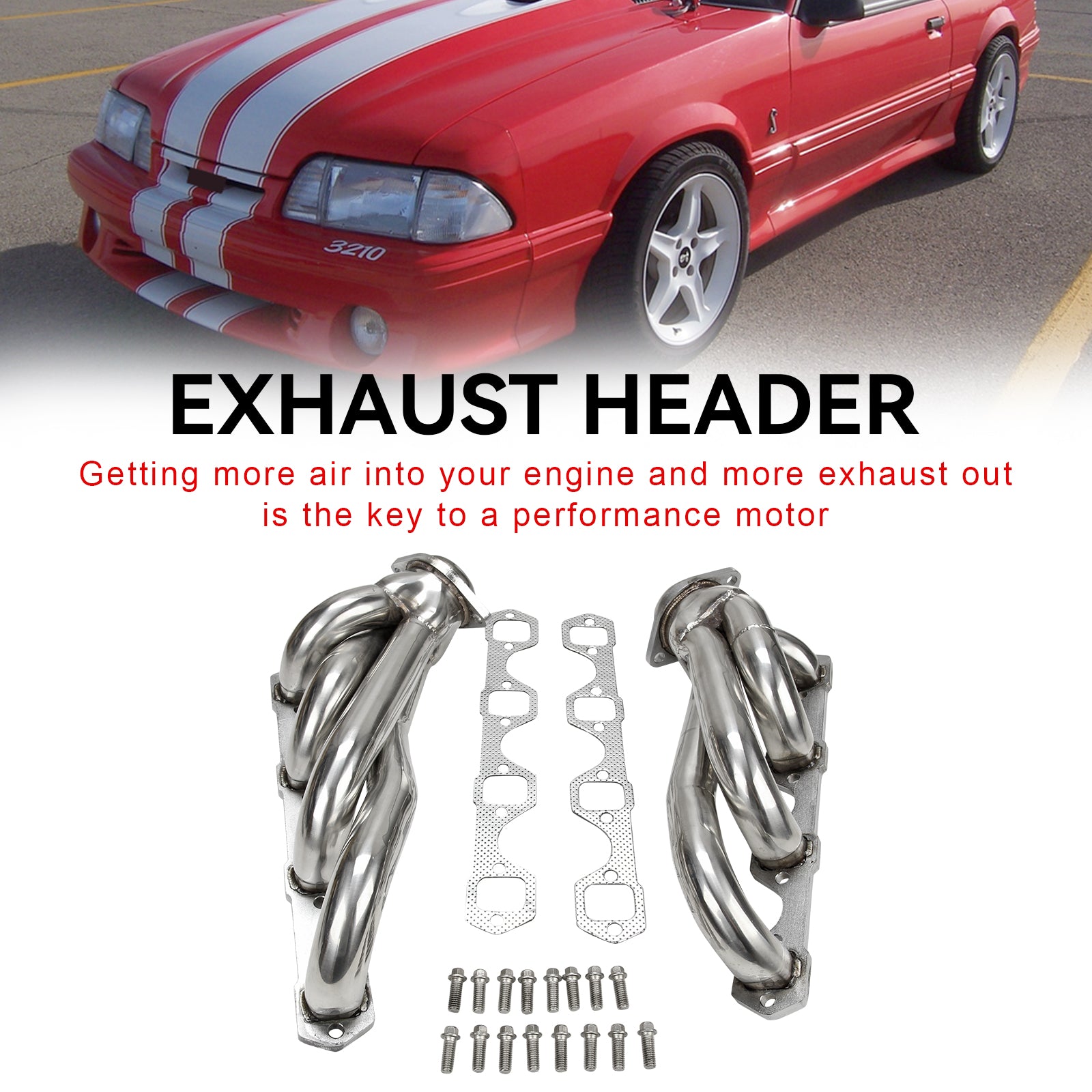 Kolektor wydechowy ze stali nierdzewnej do Forda Mustanga 5.0 V8 GT/LX/SVT (1979-1993)